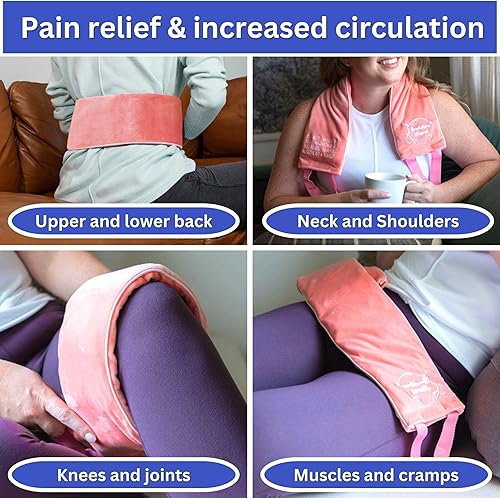 Miniatura 3 de Brookethorne Naturals Almohadilla térmica para microondas para cuello y hombros, almohadilla térmica húmeda con funda extraíble. Envoltura térmica