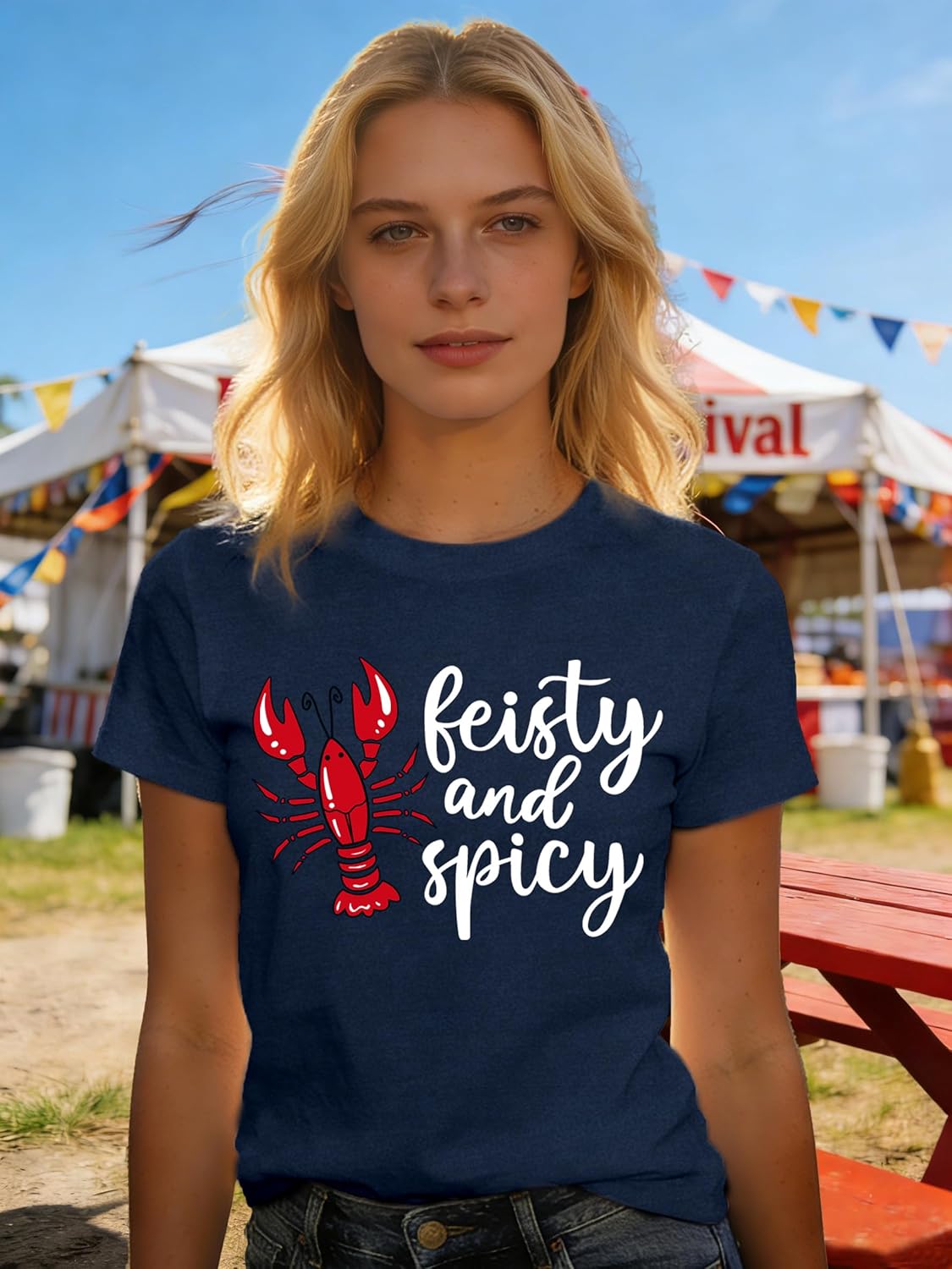 Crawfish Shirt for Women Red Lobster Tshirts Feisty and Spicy Tee Tops - Image 3