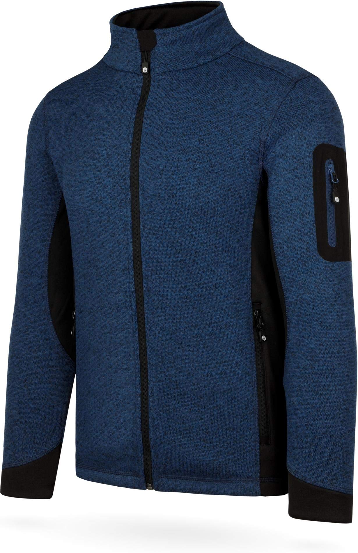 normani Herren Strick-Fleecejacke Strickjacke Cardigan mit Stehkragen und Seitentaschen Outdoor Sweatshirt