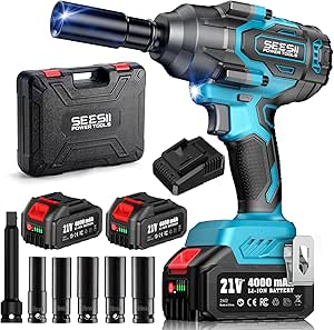 Seesii 1000N.m Cordless Impact Wrench, 1/2
