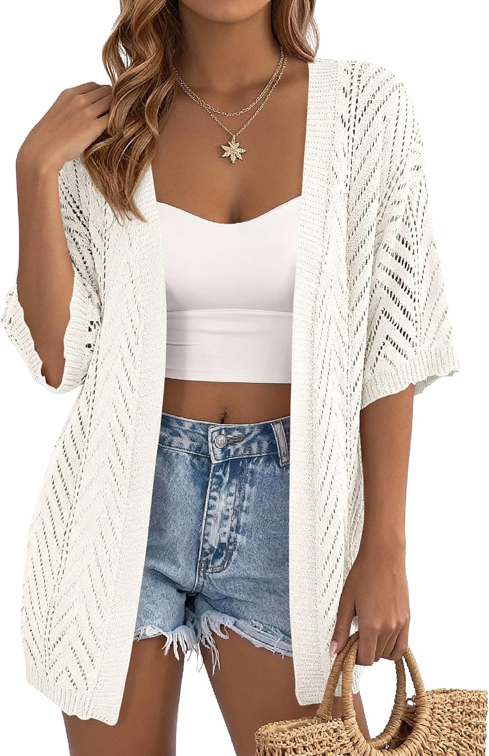 PRETTYGARDEN Women's Lightweight Summer Cardigans 2026 Short Sleeve Knit Crochet Coverups Spring Boho Beach Vacation Clothes - Image 5