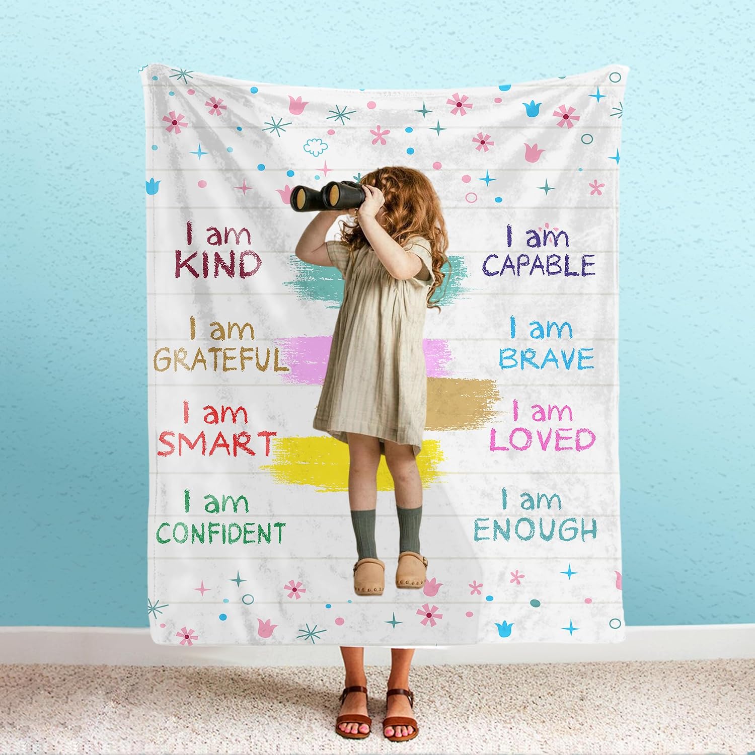 Gossby Personalized Custom Blanket (Photo Upload) I am Kind I am Grateful Personalized Blankets for Kids Photo Upload, Personalized Blankets, Custom Name Blanket, Personalized Name Blanket for Kids G