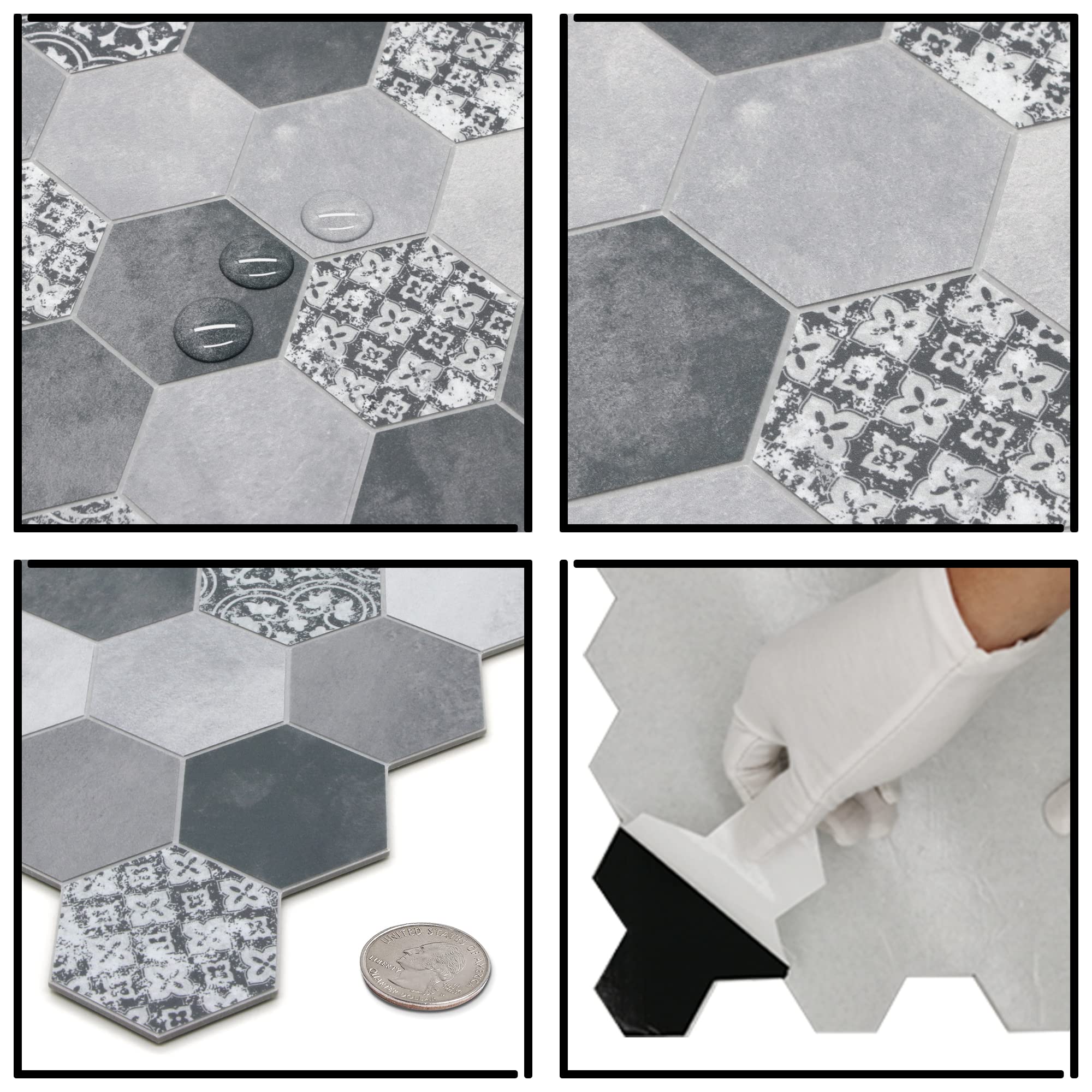 The Tiles Plaza Backsplash Peel and Stick, piastrella decorativa da parete a mosaico per cucina, bagno, camino, 10 fogli, copertura 2,2 m²