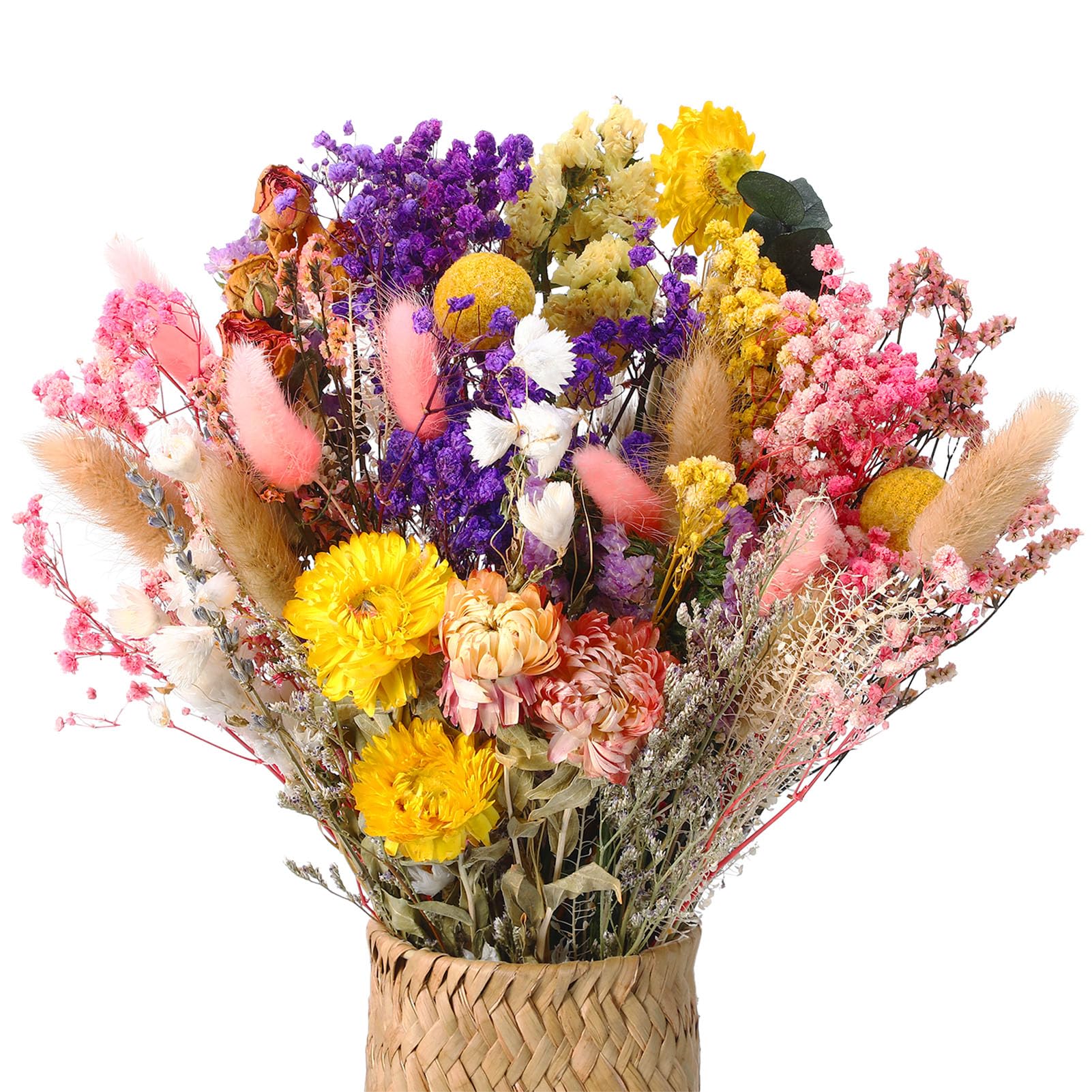 46 Pcs Natural Dried Flowewrs,15 Kinds of Dried Flowers Bouquet, Decorative Dried Flowers Boho Natural Flowers for Living Room Decor Wedding Arrangement and Craft Projects