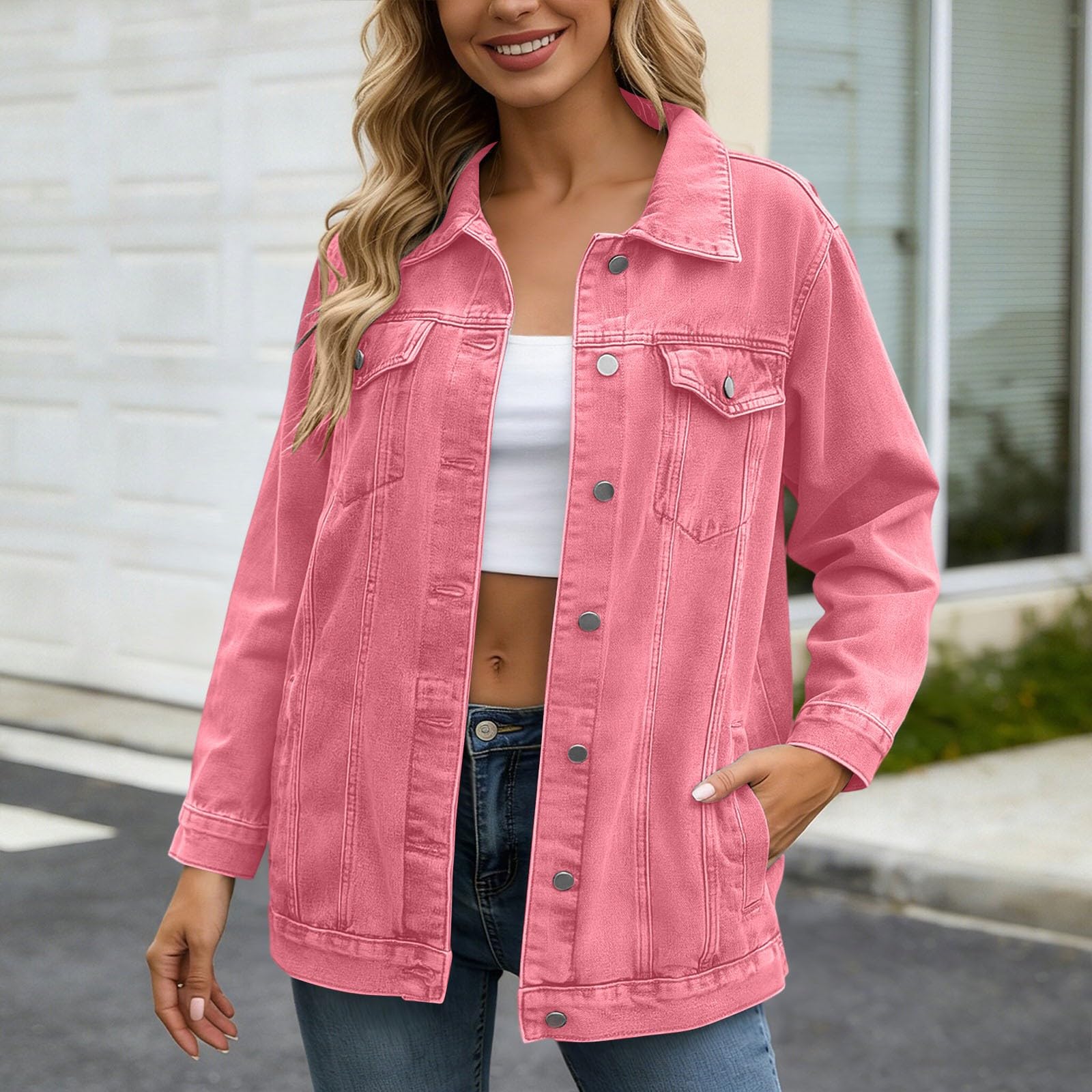 Genérico Cazadora Vaquera Mujer Elastica - Corto Sin Mangas con Chaqueta Vaquera Lavada con Botones para Mujer