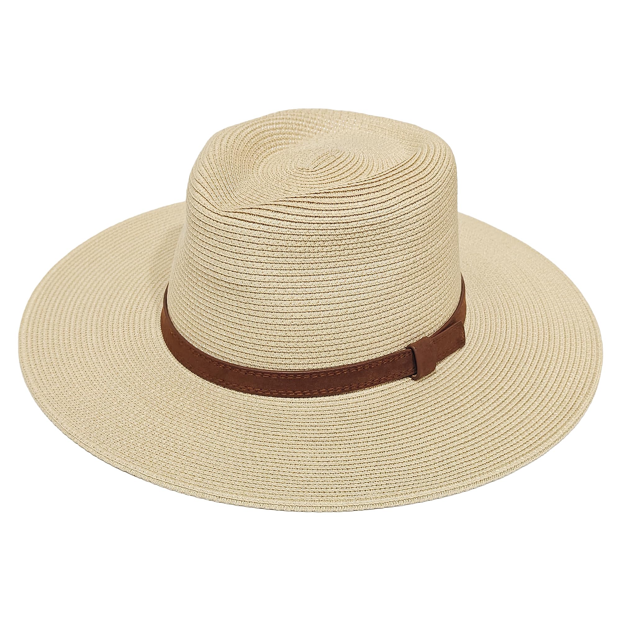 Sombrero Panamá Clásico de Paja para Hombre y Mujer - Transpirable con Protección Solar UV, Diseño Elegante de ala Plana, Ligero y Ajustable - Ideal para Playa, Viajes