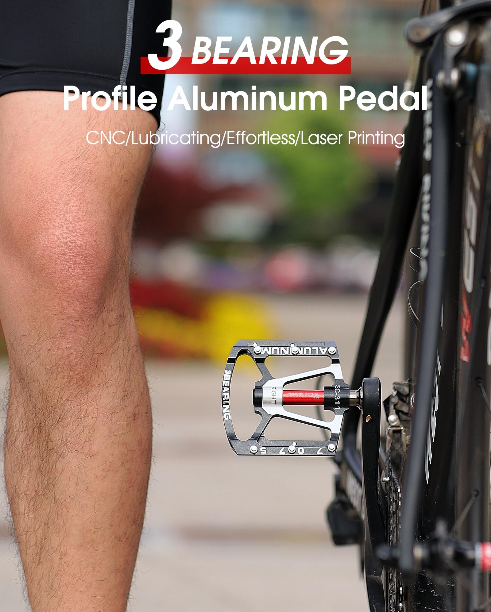 ENJOHOS Pedali Per Bicicletta 3 Cuscinetti Sigillati Antiscivolo Cnc Alluminio Pedale Leggero Ampia Piattaforma Piatta Anti-Skid Pedali Per 9/16" Mtb,Bici Da Strada,Bmx,E-Bike 1 Coppia/2 Pezzi