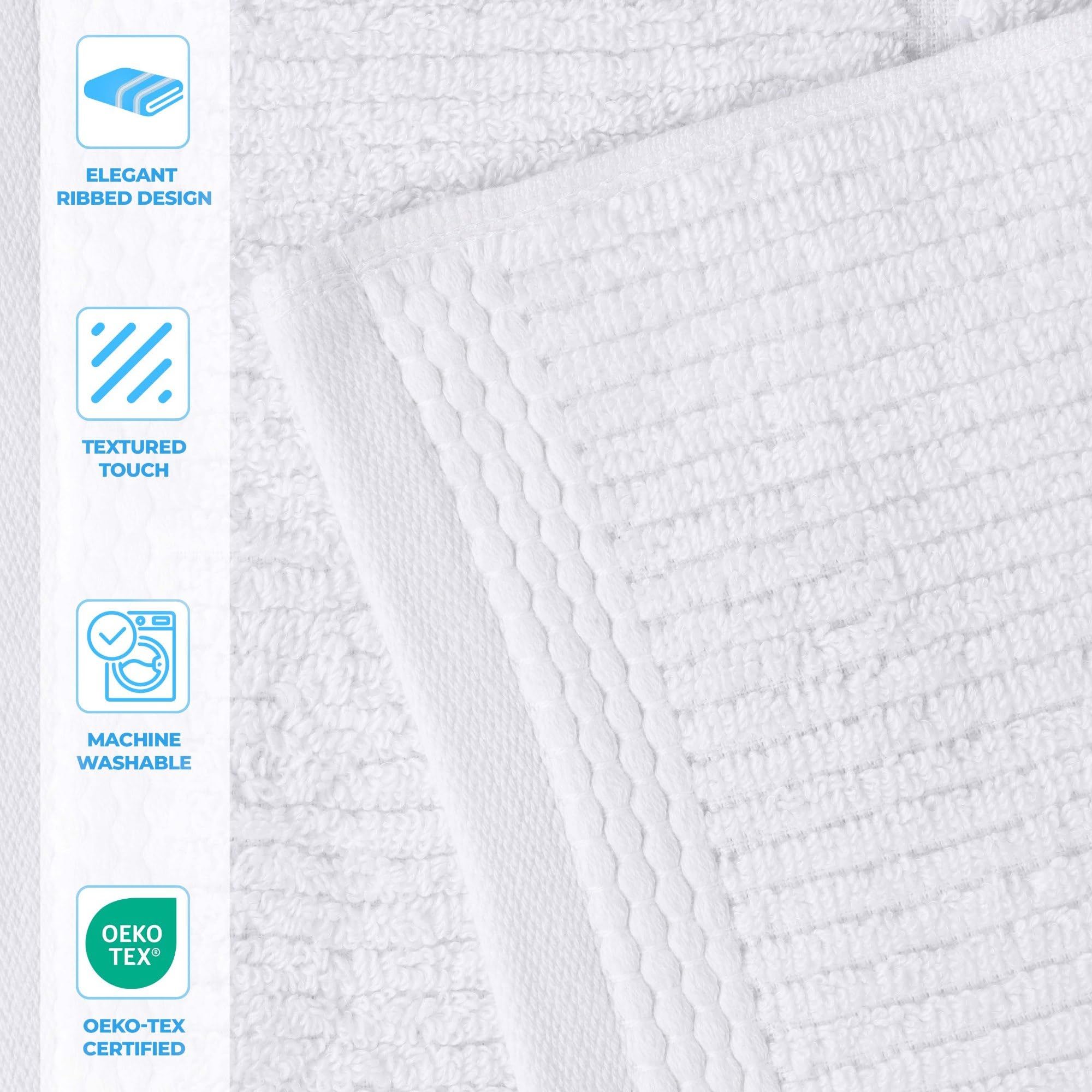 Superior Milo Smart Twist Lot de 12 petites serviettes en coton de poids moyen pour cuisine, salle de bain, douche, spa, peluche, séchage rapide, essentielles, ultra douces, design côtelé, bleu marine