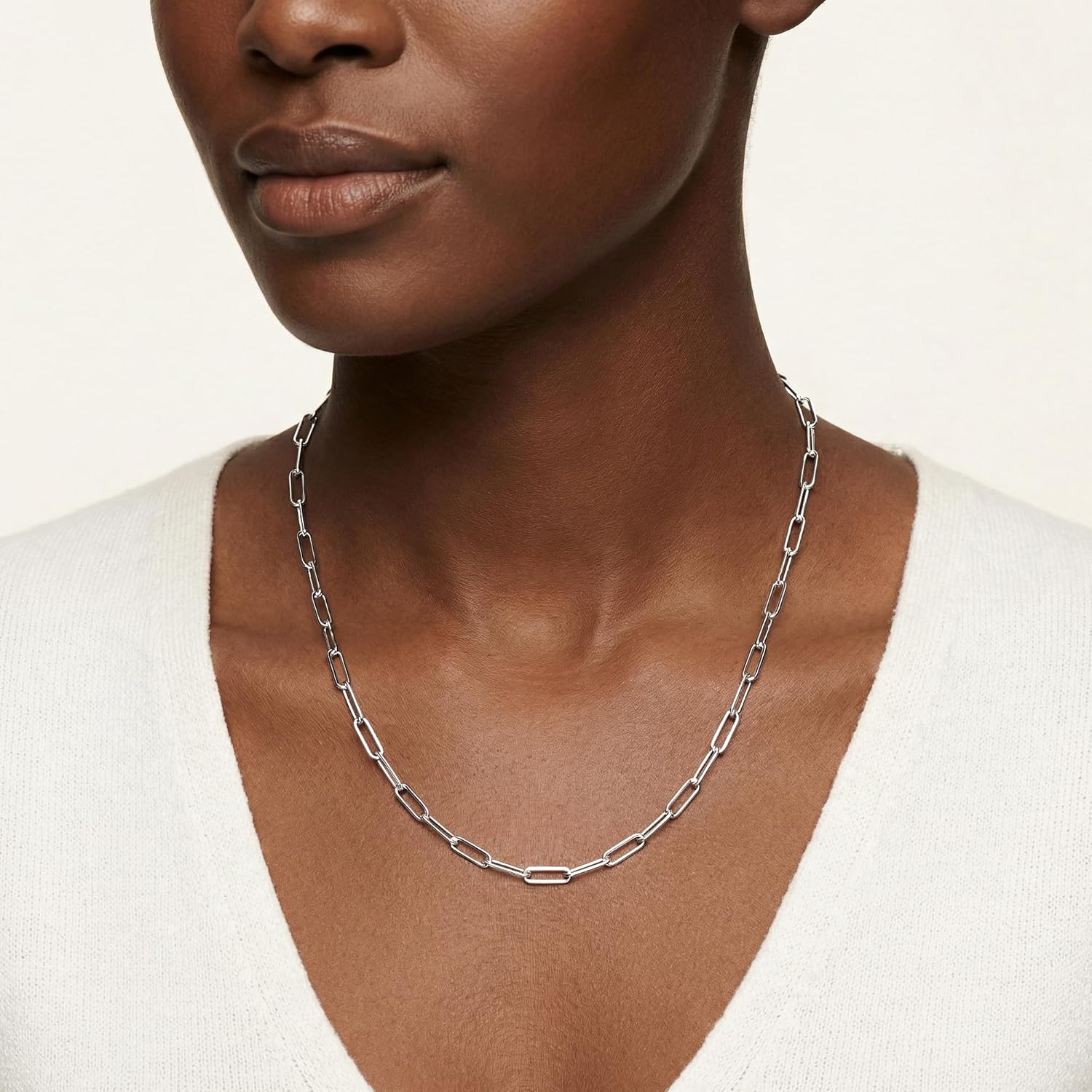 925 Sterling Silver Paperclip Chain Necklace for Women - Adjustable Necklace Fashion Jewelry Holiday Gift Size 18+2 Inch