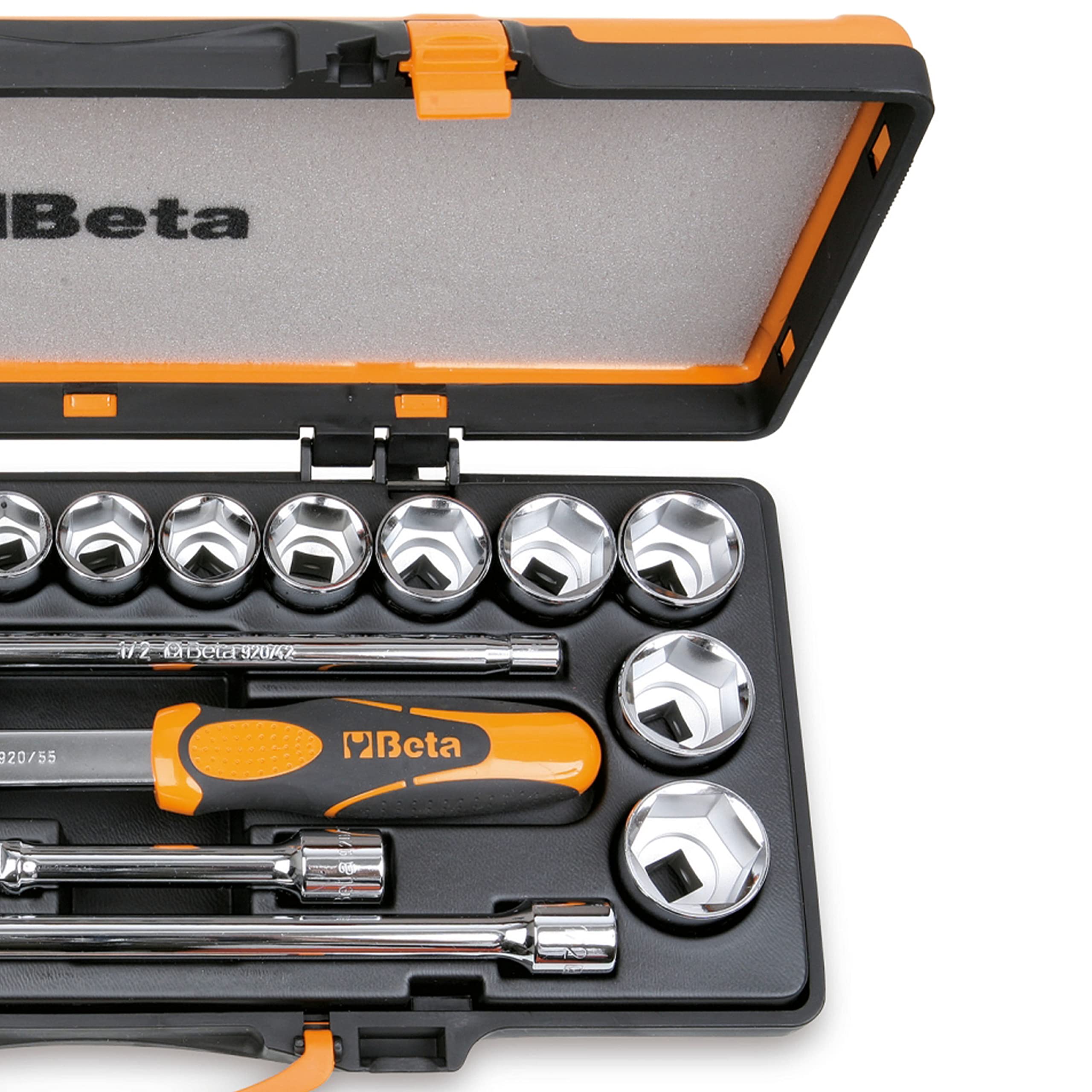 Beta 920A/C20 - 20 chiavi a bussola esagonali e 5 accessori in cassetta di lamiera