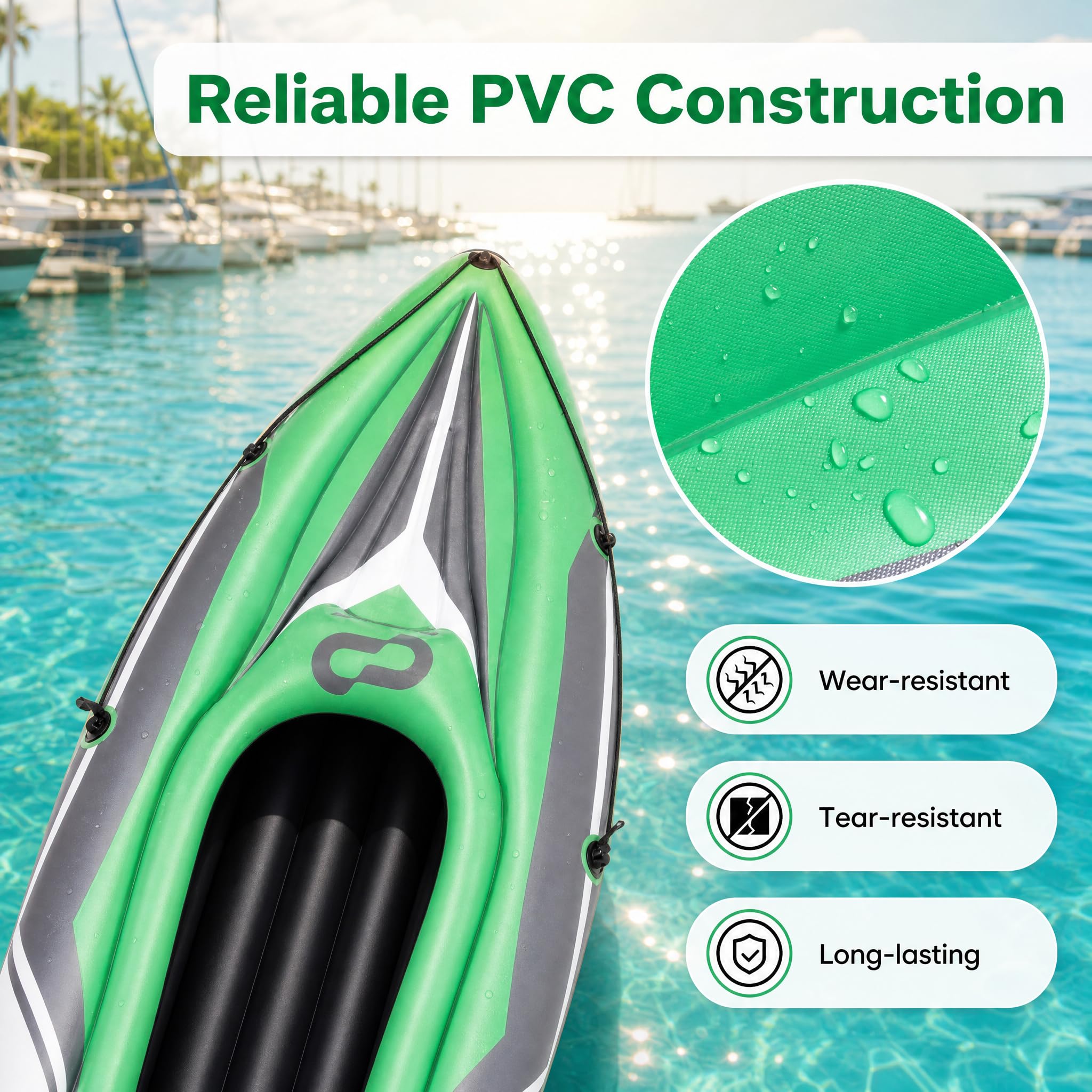 GOPLUS Kayak Hinchable para 2 Personas con Remos | Barca Inflable para Pesca con 2 Asientos, Bomba Manual, Regla para Pescar, Carga de 160 kg, Kit de Reparación