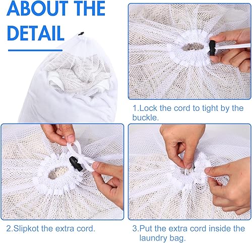 Miniatura 3 de Berlune Paquete de 30 bolsas de malla grandes de 24 x 36 pulgadas para lavandería, bolsas de lavado, material de malla resistente cerrado con
