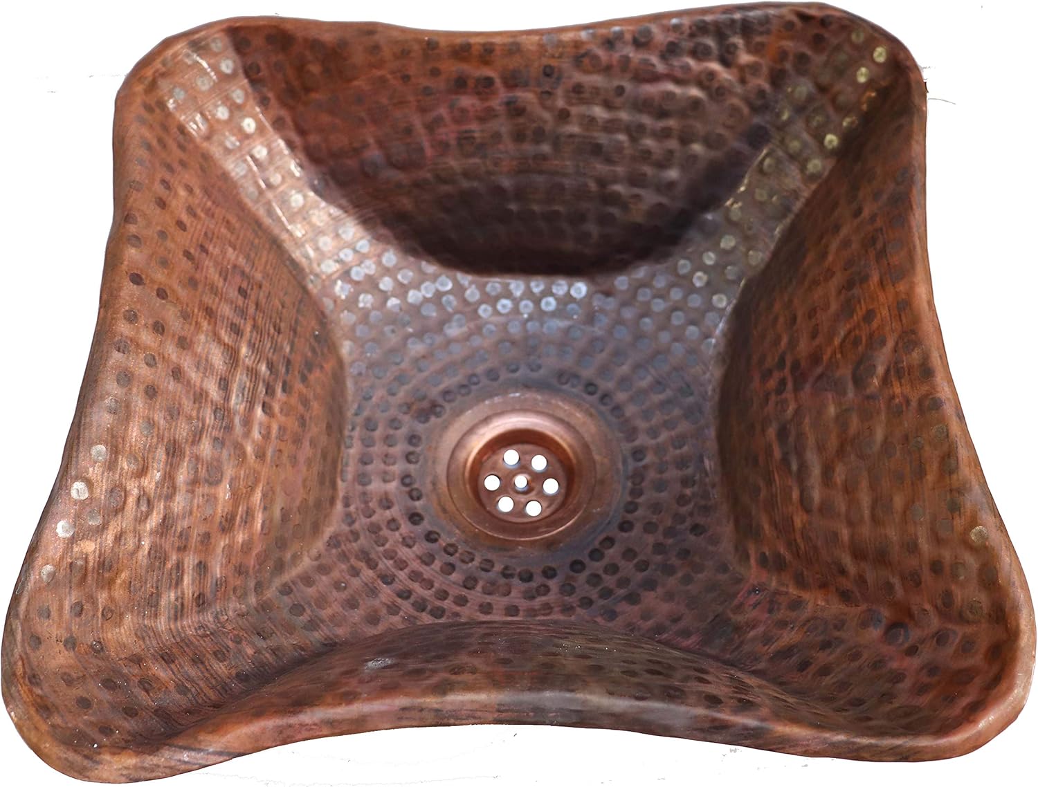 Artistic Hammered Square Rustic Vessel Copper Bathroom Vanity Counter Top Sink Home Vintage Art Remodeling Toilet Washroom Wash Basin Bowl