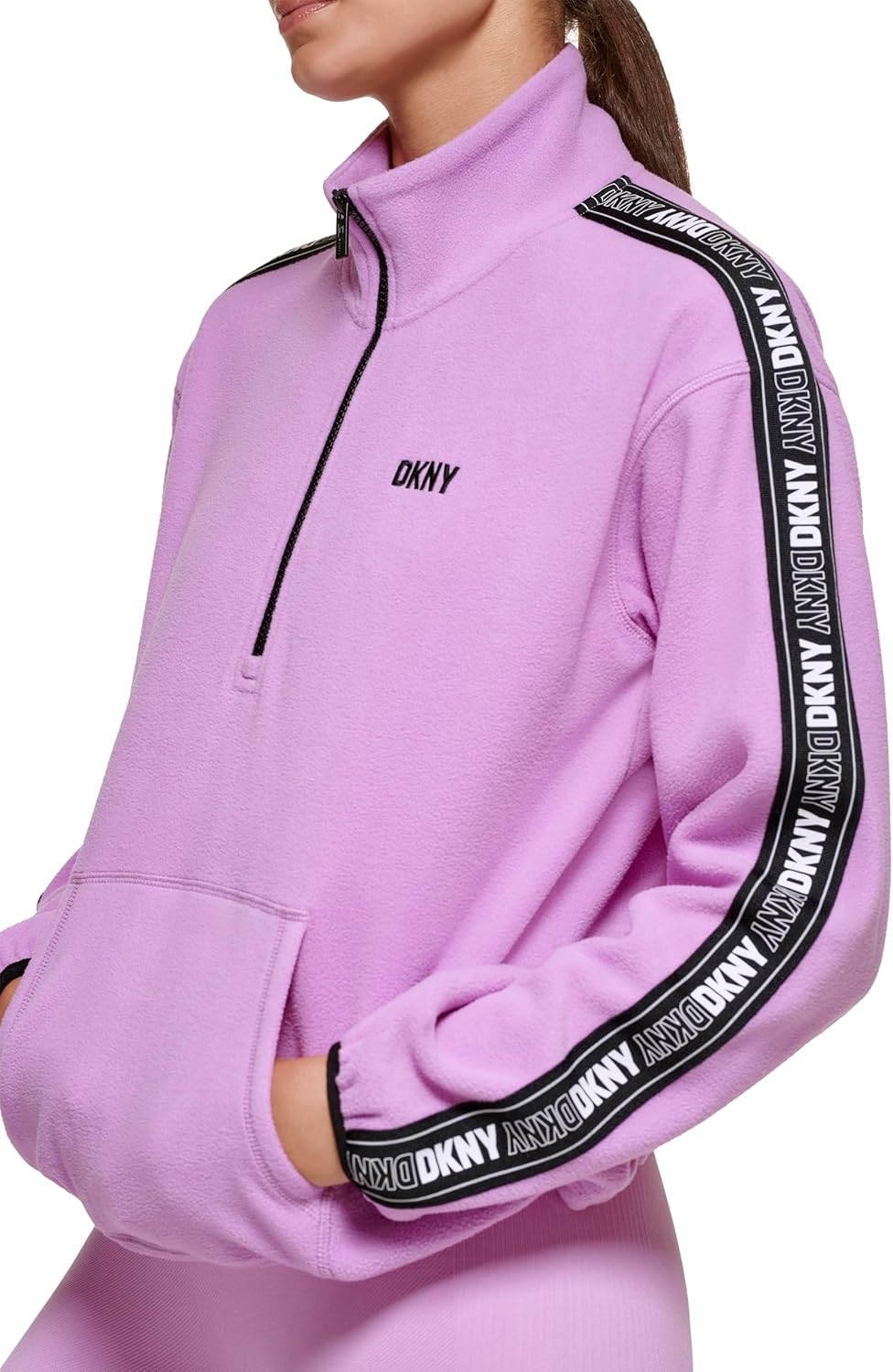 DKNY Women's Sleeve Logo Tape Pullover Hoodie Sweatshirt