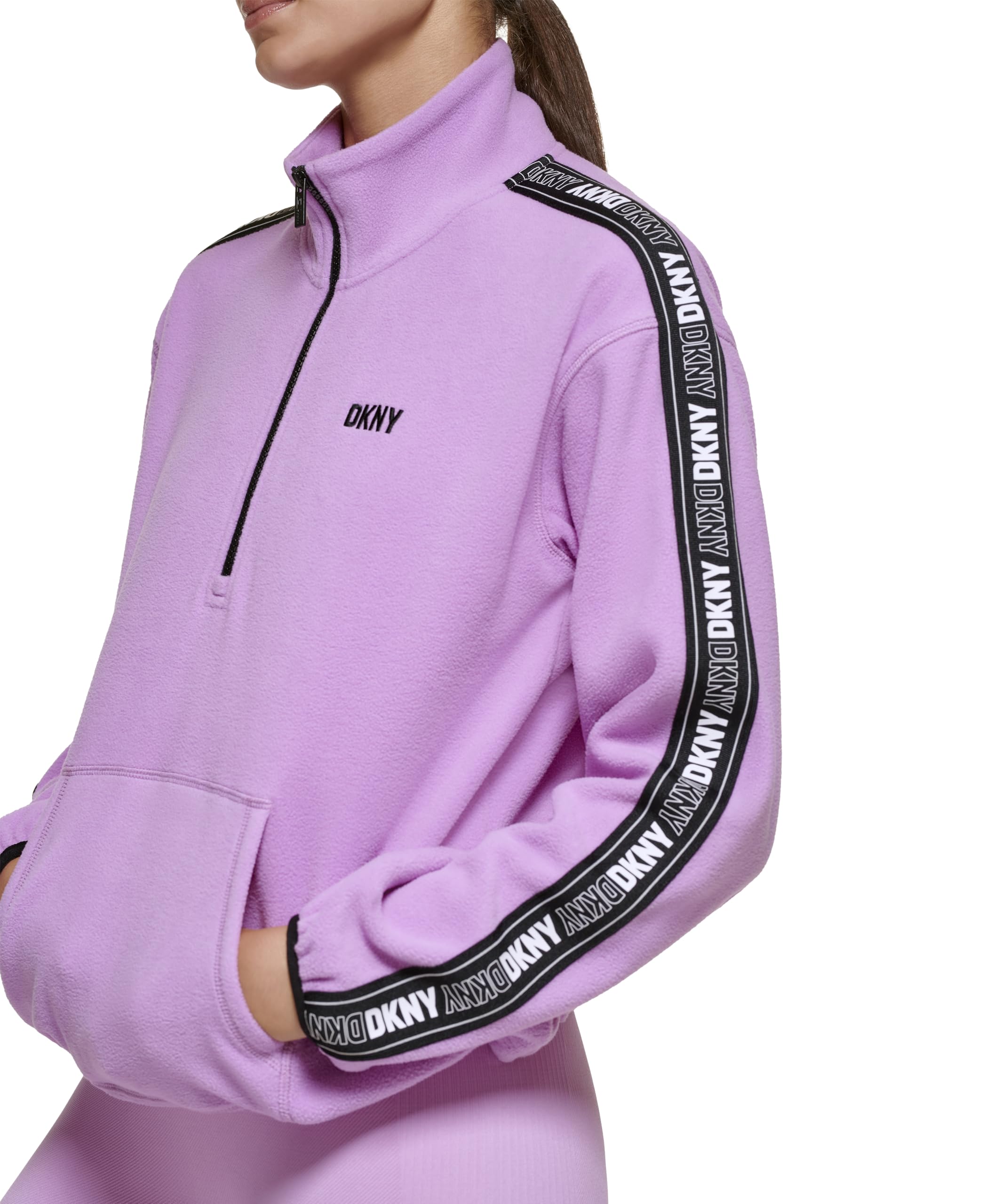 DKNY Women's Sleeve Logo Tape Pullover Hoodie Sweatshirt