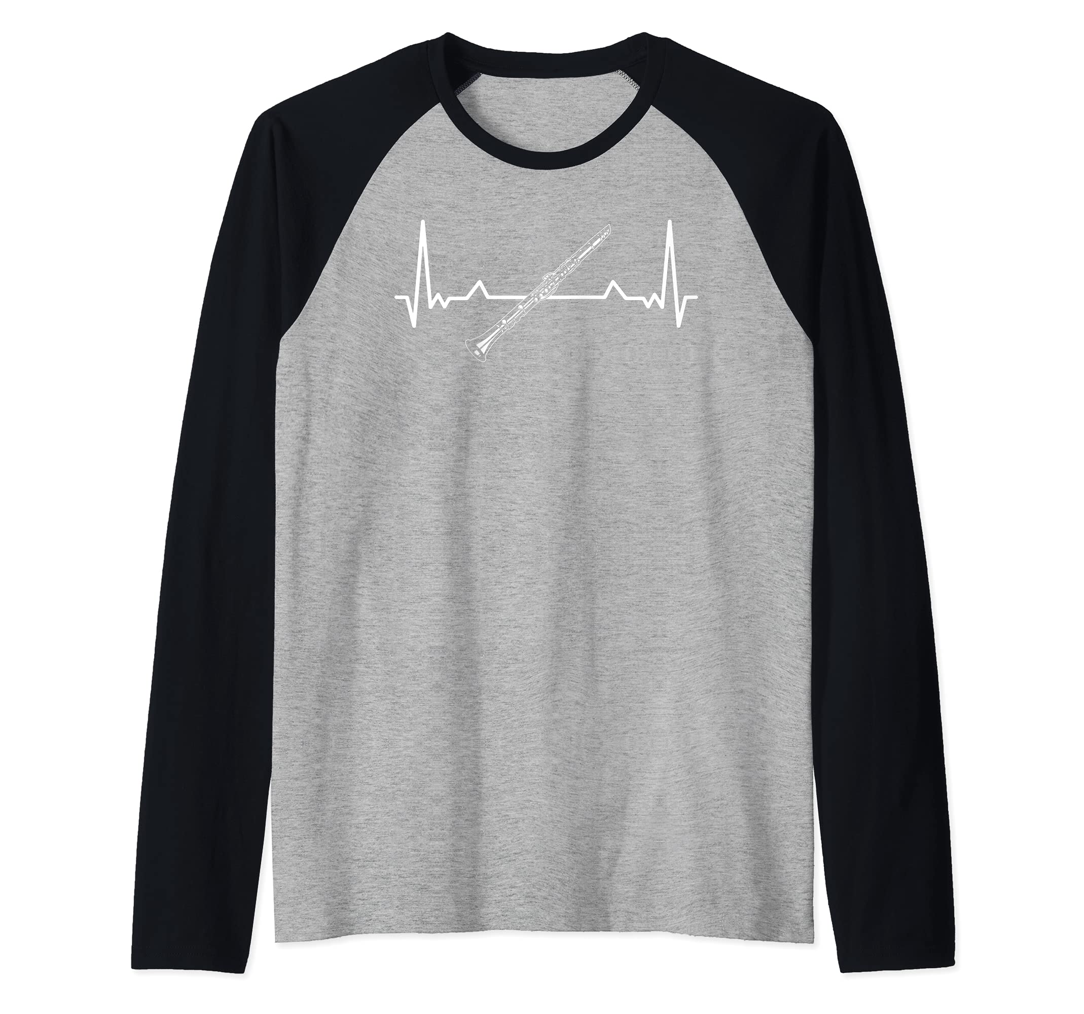 Clarinet Heartbeat Musicians Musical Instrument I Clarinet Raglan Baseball Tee, Black