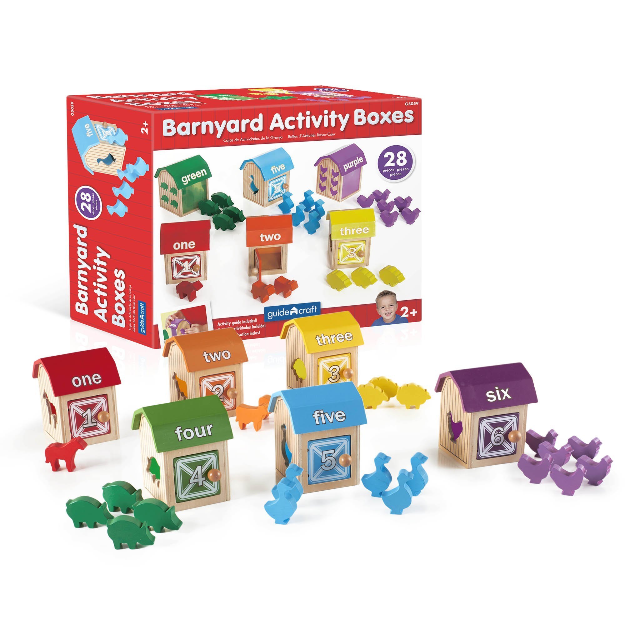 GuidecraftBarnyard Activity Boxes -21 Colorful Animal Blocks, Kids Preschool Learning and Development Toy