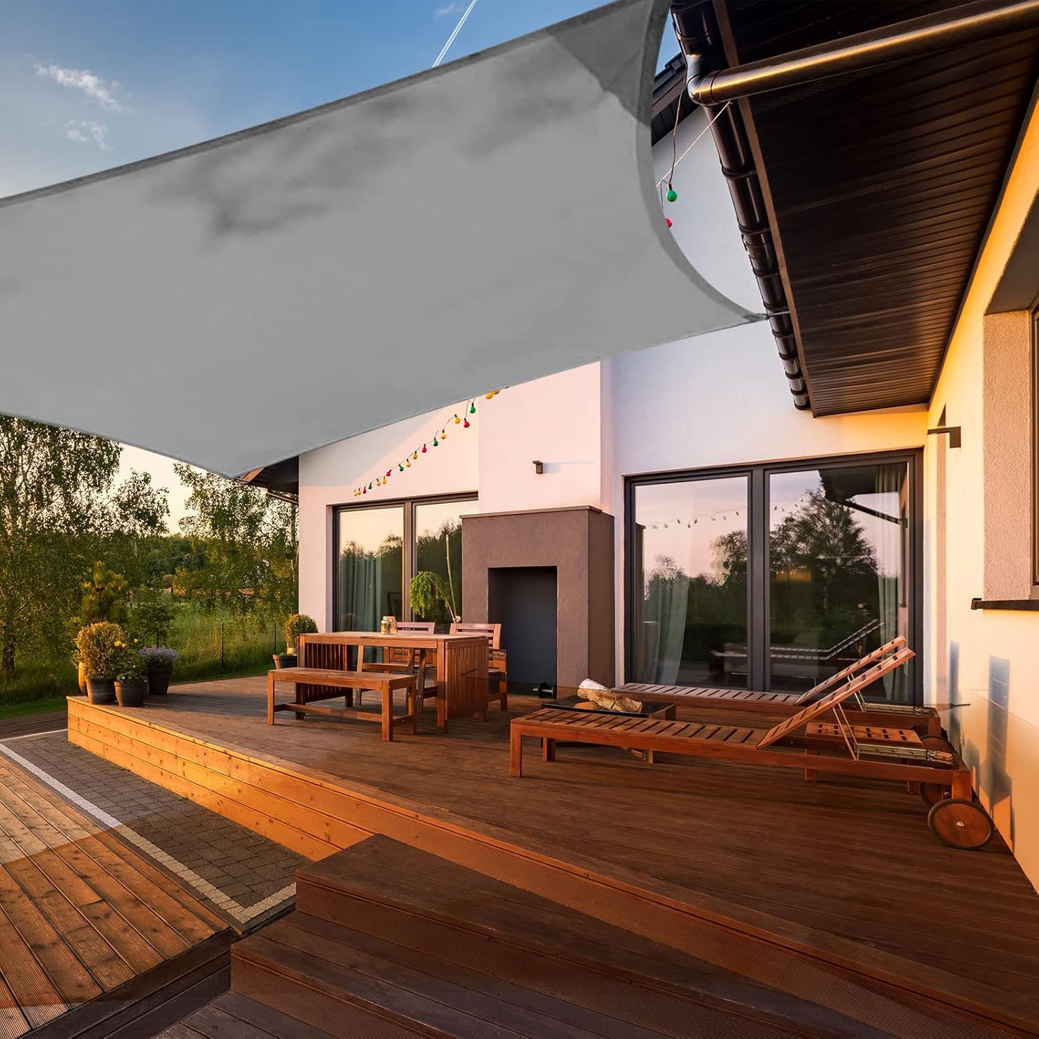 HAIKUS Toldo Vela de Sombra Exterior Rectangular 3x4m Protección UV PES Impermeable, Lona Sombra para Terraza Jardín - Arena — view 24