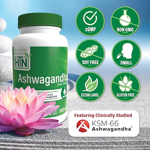 Miniatura 10 de Health Thru Nutrition Ashwagandha 500mg KSM66 60 cápsulas  Estrés, estado de ánimo, enfoque y energía  Extracto de Whitania Somnifera solo raíz