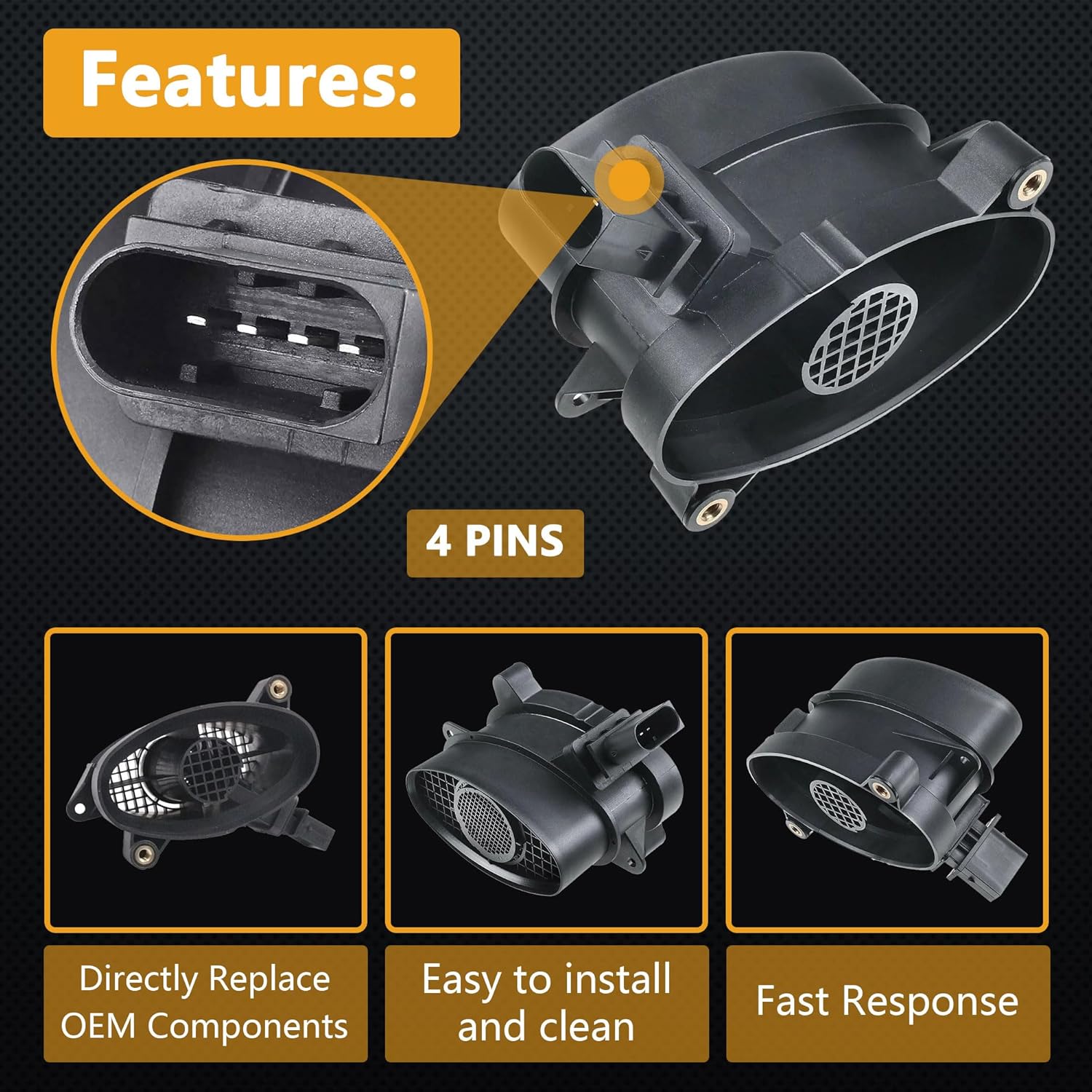 Mass Air Flow Sensor for BMW 3 Series E46 E90 E91 E92 E93 98-13/5 Series E60 E61 03-10/7 Series E65 E66 E67 01-11 / X3 E83 03-11 / X5 E70 07-13 / X6 E71 E72 08-16 Replaces 13627788744