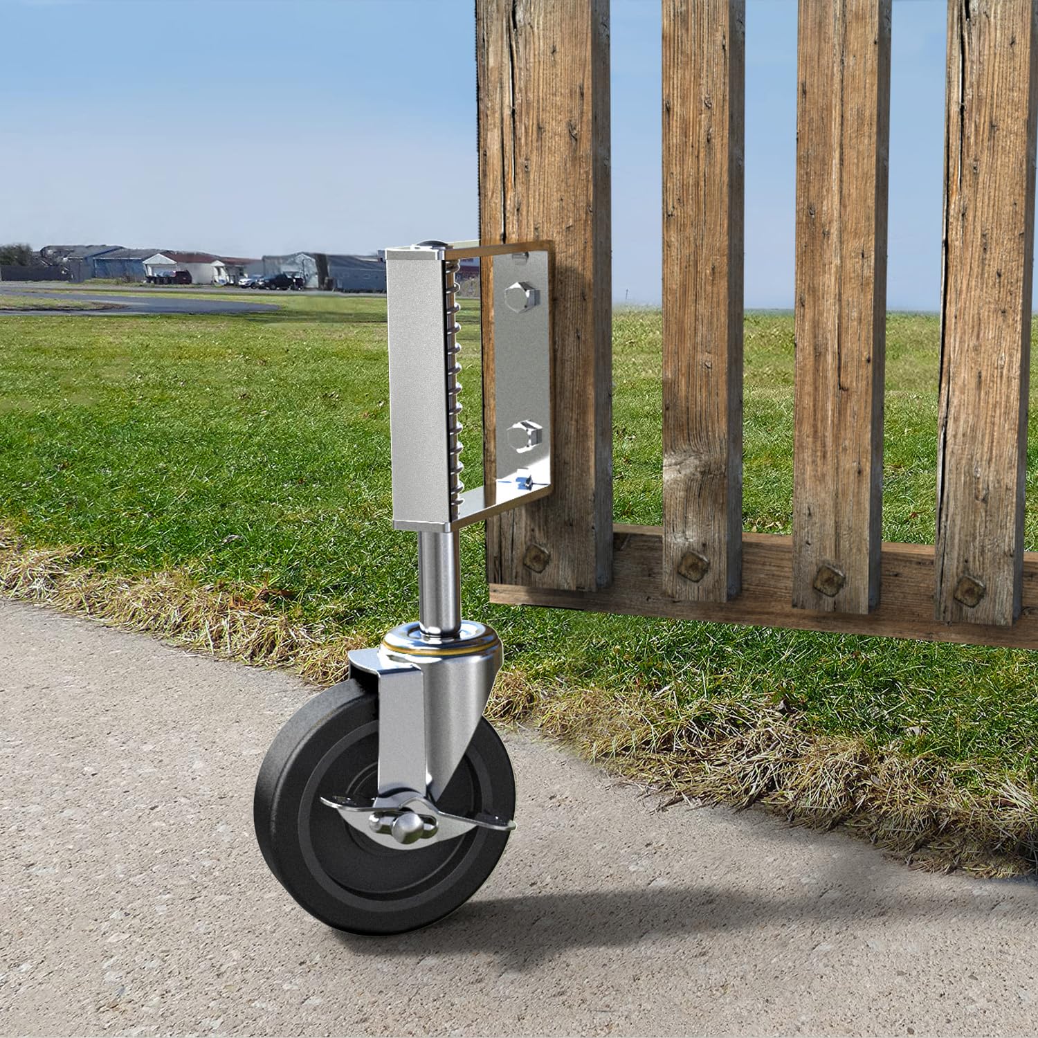 Spring Loaded Adjustable Gate Wheel, 4 Inch Gate Castors with Brake, Heavy Duty Castor Wheel with Load Capacity 100 kg-image-10