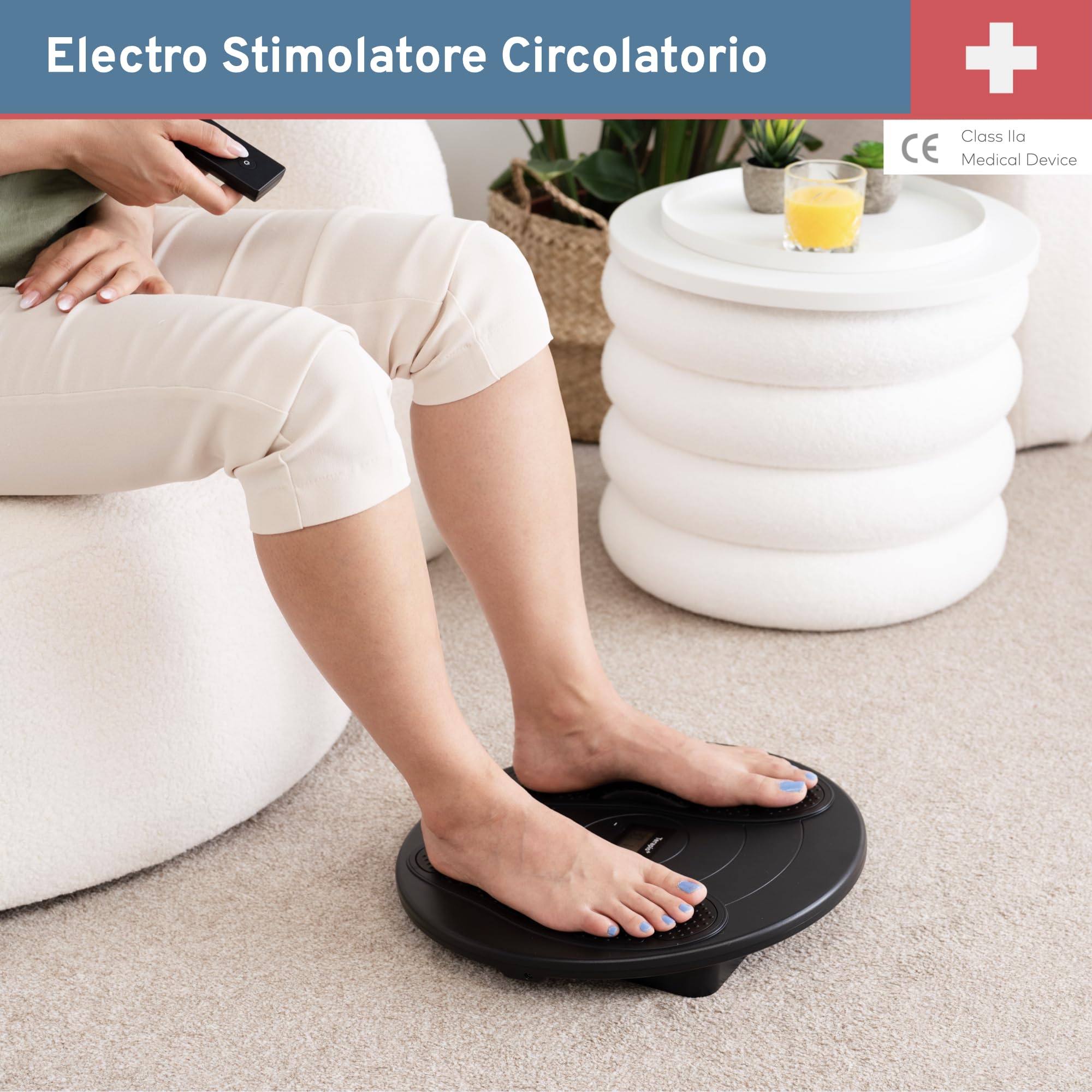 TERAPIO Elettro Stimolatore Circolatorio. Massaggiatore per Piedi, Gambe Pesanti e Corpo. Apparecchio Medico di Massaggio per Migliorare la Circolazione Sanguigna con le Tecnologie TENS & EMS.
