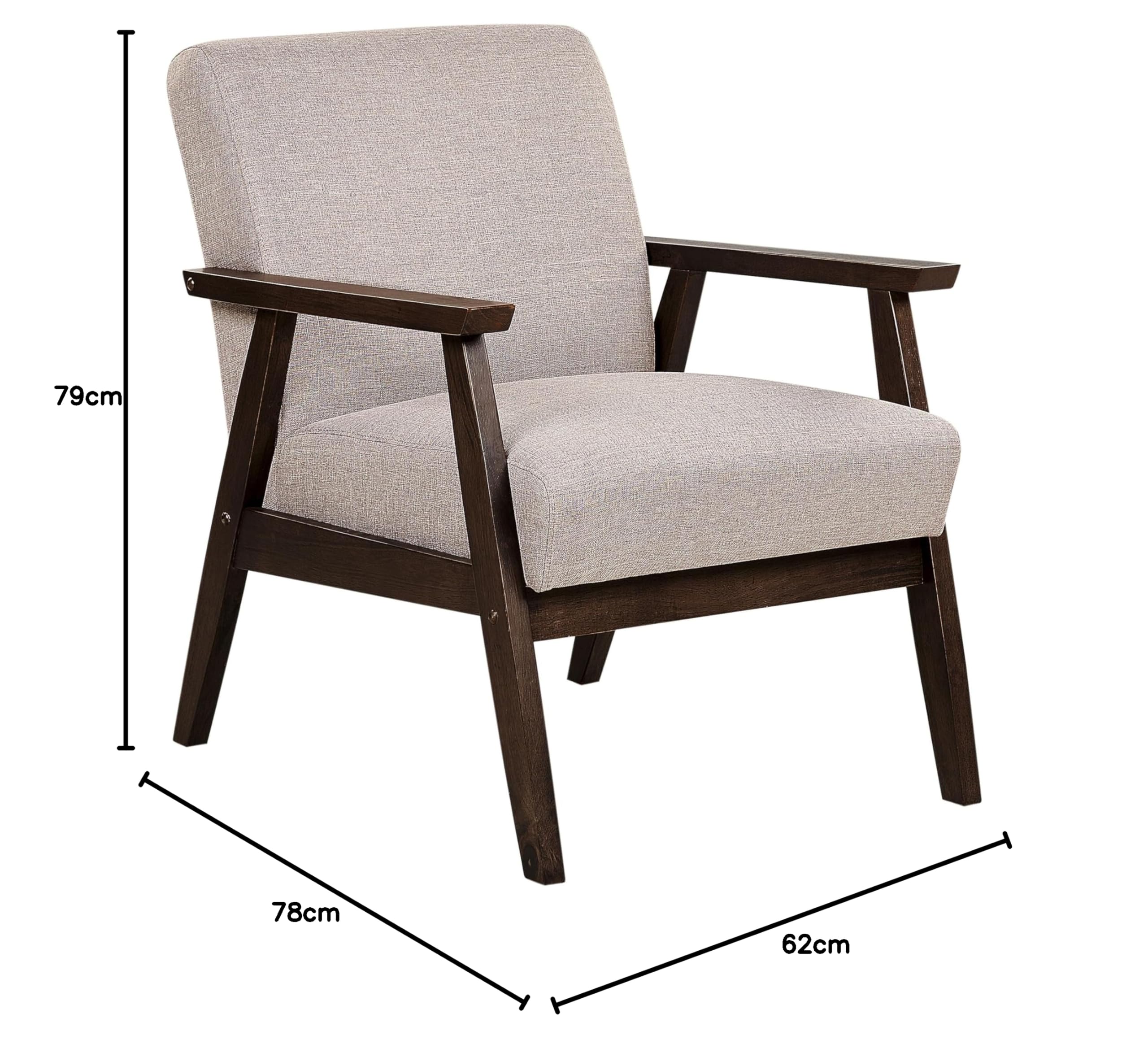Beliani Retro Wohnzimmer Sessel Stoffbezug beige Taupe mit Armlehnen Holzgestell Asnes