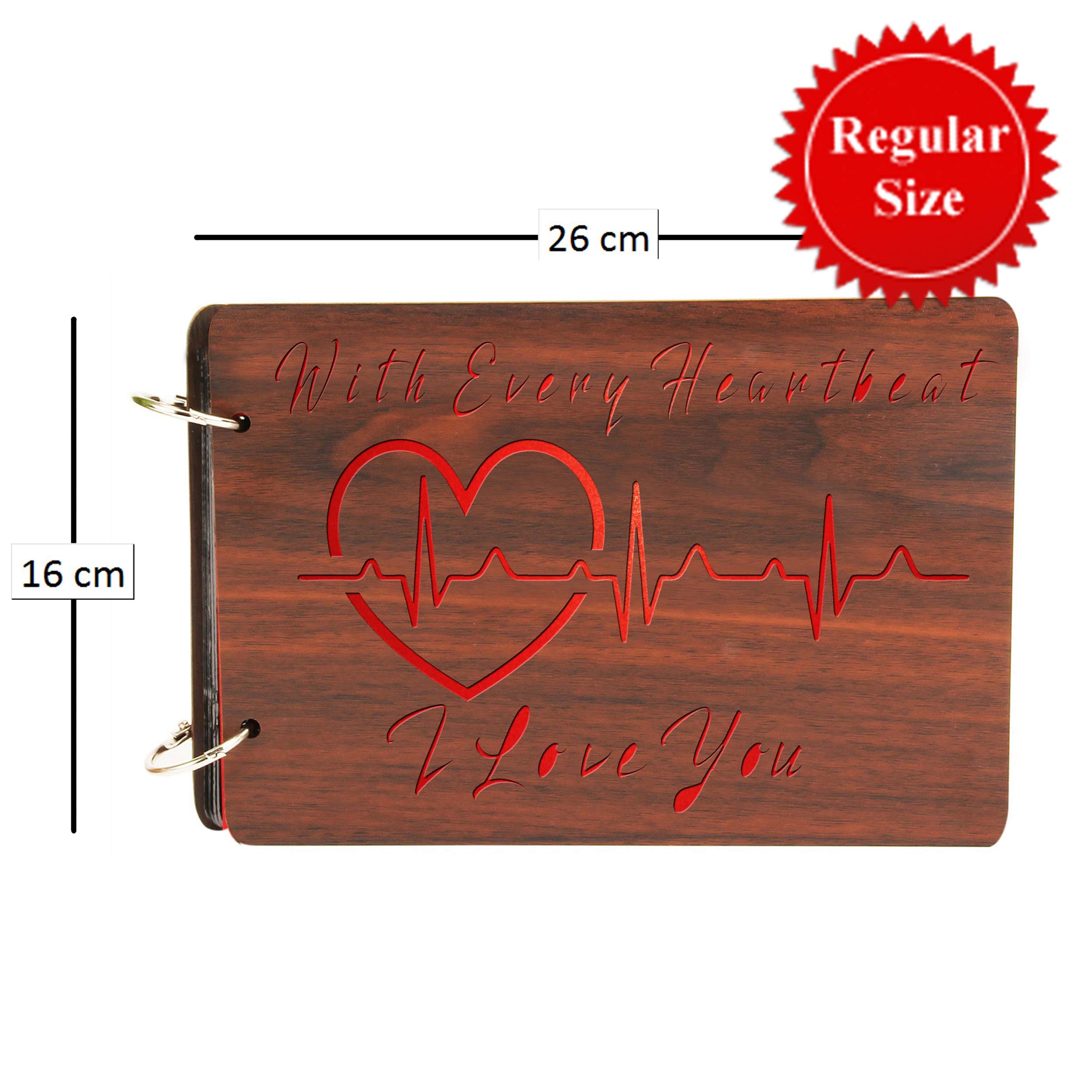 Sehaz Artworks Heartbeat Scrapbook Photo Albums for 4x6 Photos for Baby Birthdays, Couples Husband Wife (26 cm X 16 cm X 4 cm, Brown) 1