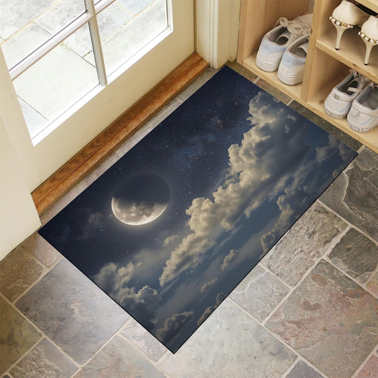 Paillasson anti-saleté pour entrée et intérieur lavable bleu-gris 60x90
