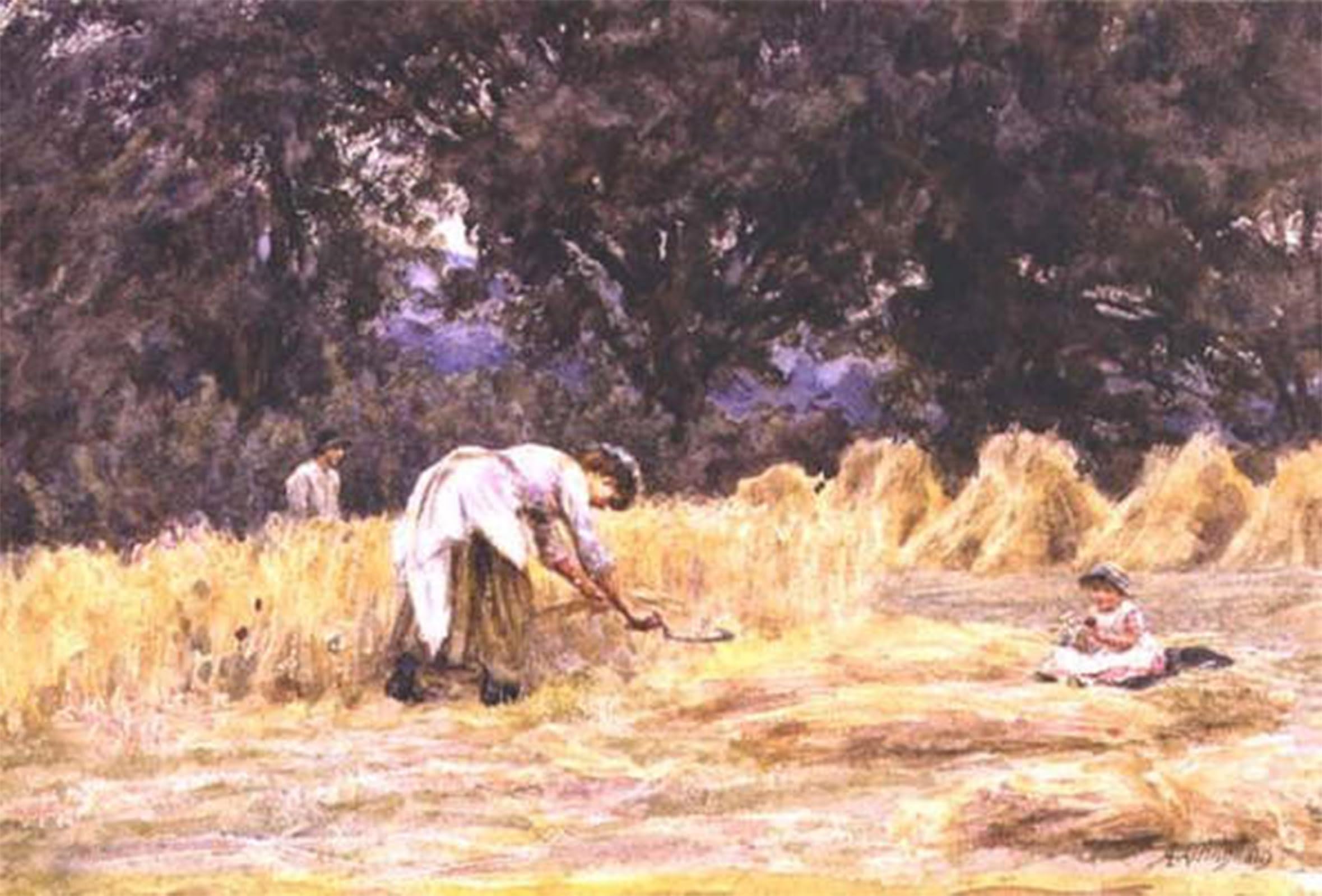 SERENDIPITP Vintage Picture Print on Canvas Wall Art Poster Harvesting by Helen Allingham Artwork Print Poster for Wall Decor 60x90cm
