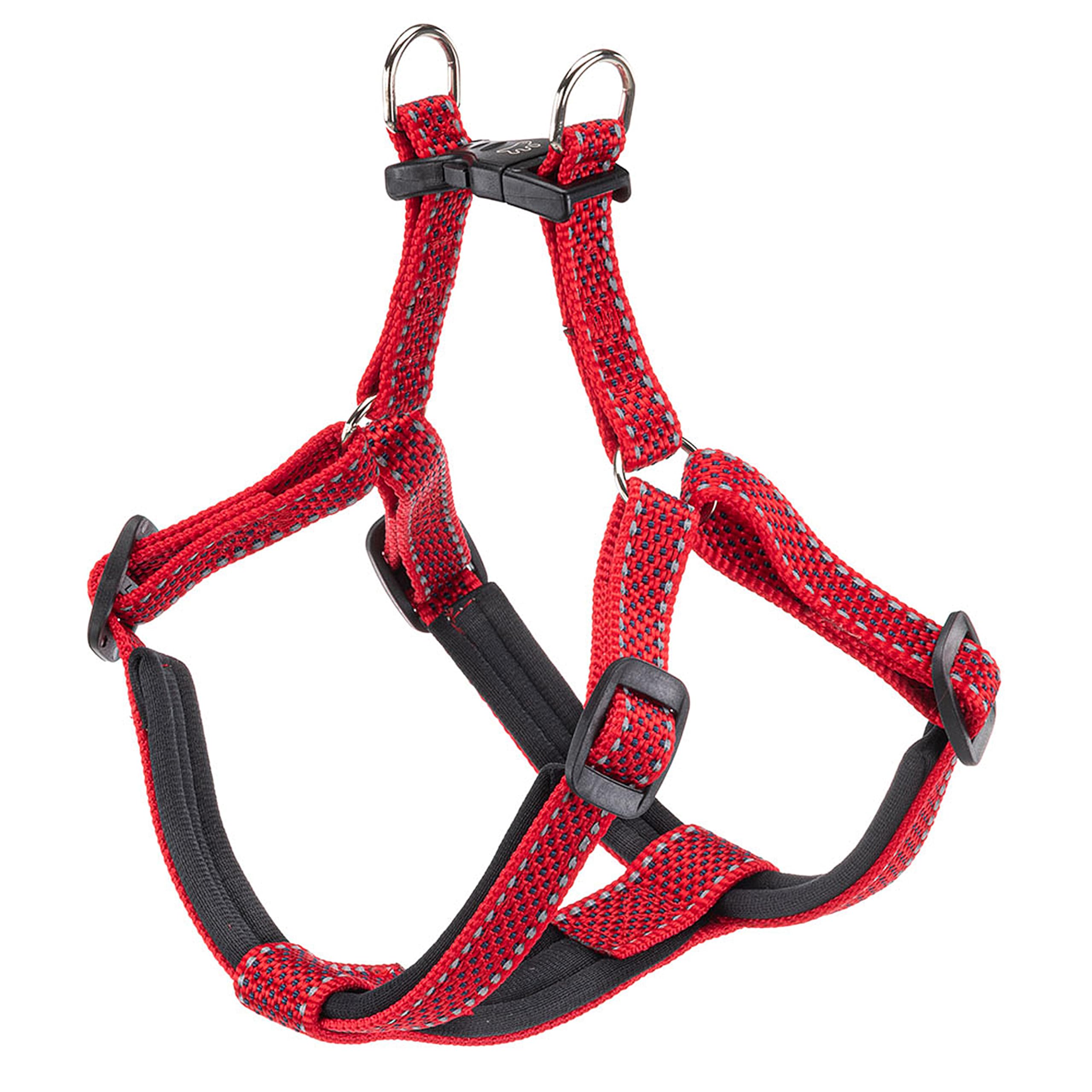 Ferplast Dog Harness DAYTONA DELUXE, Nylon Dog Harness Medium Size, Padded, Adjustable, Reflective. Red-Black