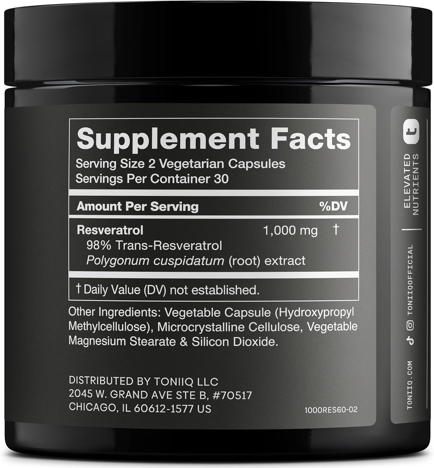 Ultra High Potency Third-Party Tested Trans Resveratrol 1000mg - 98% Pure, Highly Purified and Bioavailable - Resveratrol Polygonum Root Extract - 60 Capsules - Image 2