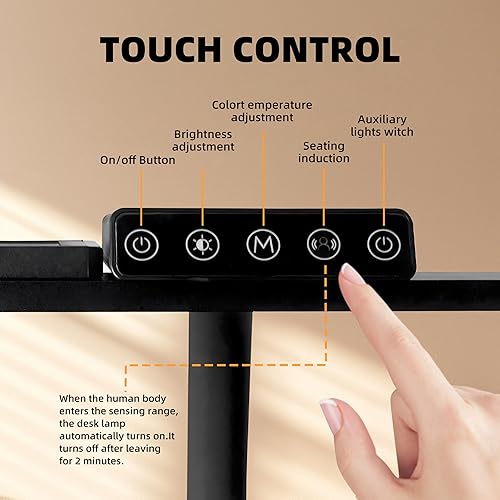 Miniatura 7 de Lámpara de escritorio LED de cuello de cisne con abrazadera, lámpara de escritorio con sensor humano, iluminación de escritorio de protección ocular