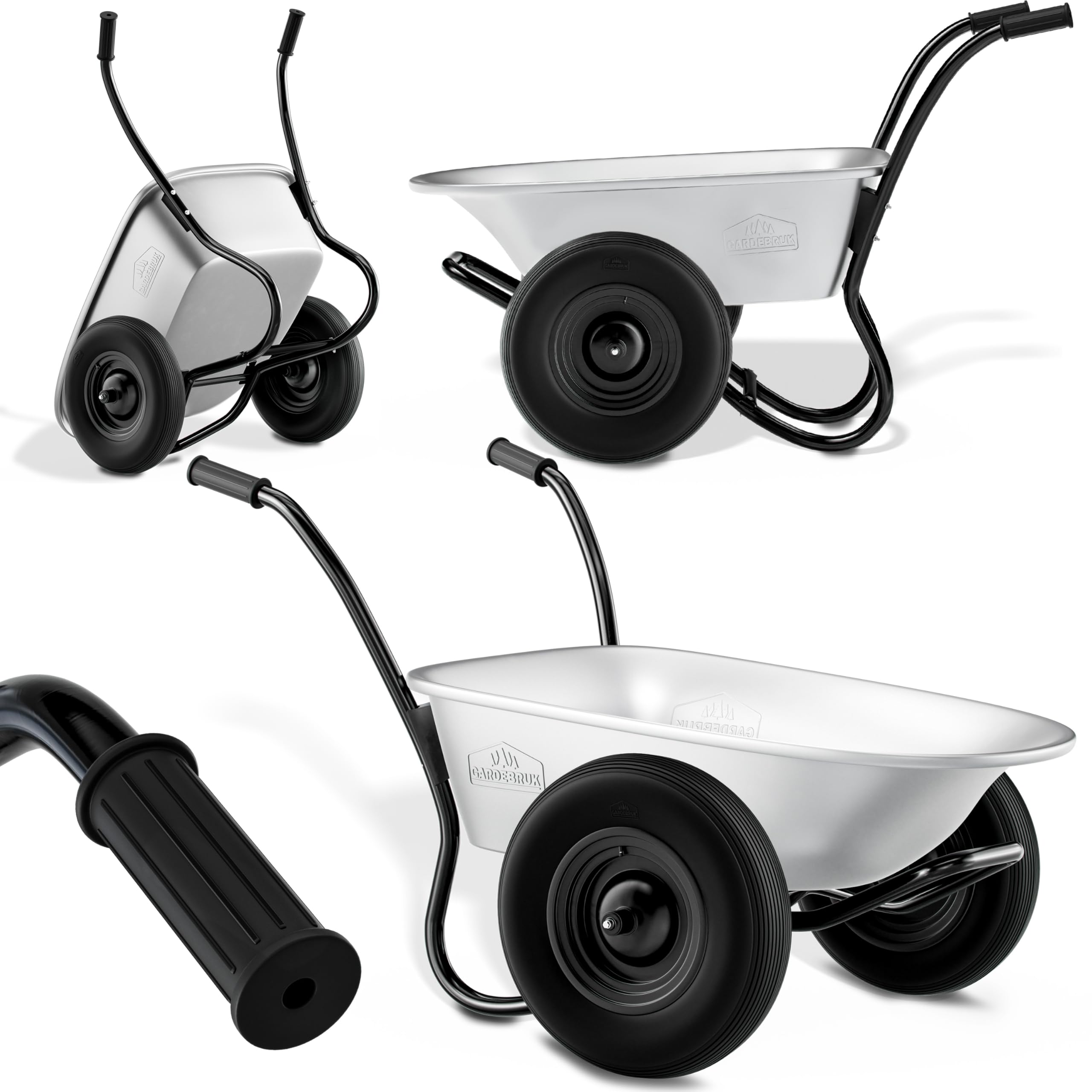 Gardebruk® 2 Wheel Wheelbarrow Galvanised Steel 100L 150Kg Pneumatic Tyres