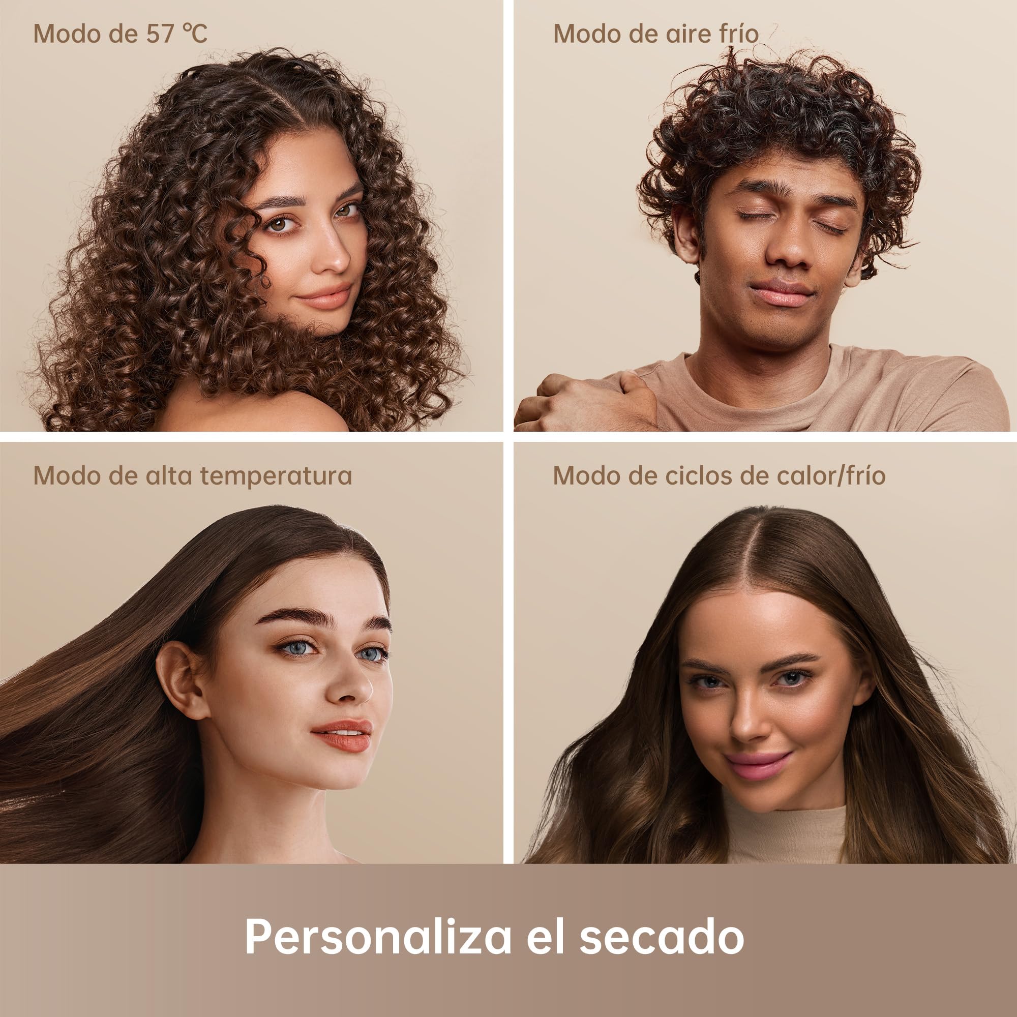 DREAME Hair Glory Combo Secador Pelo Ionico, Alta Velocidad 110.000 Rpm,Velocidad del Aire 70 m/s,300 Millones Iones Negativos,Control de Temperatura y Velocidad del Aire,Boquilla y Difusor,Ruido Bajo