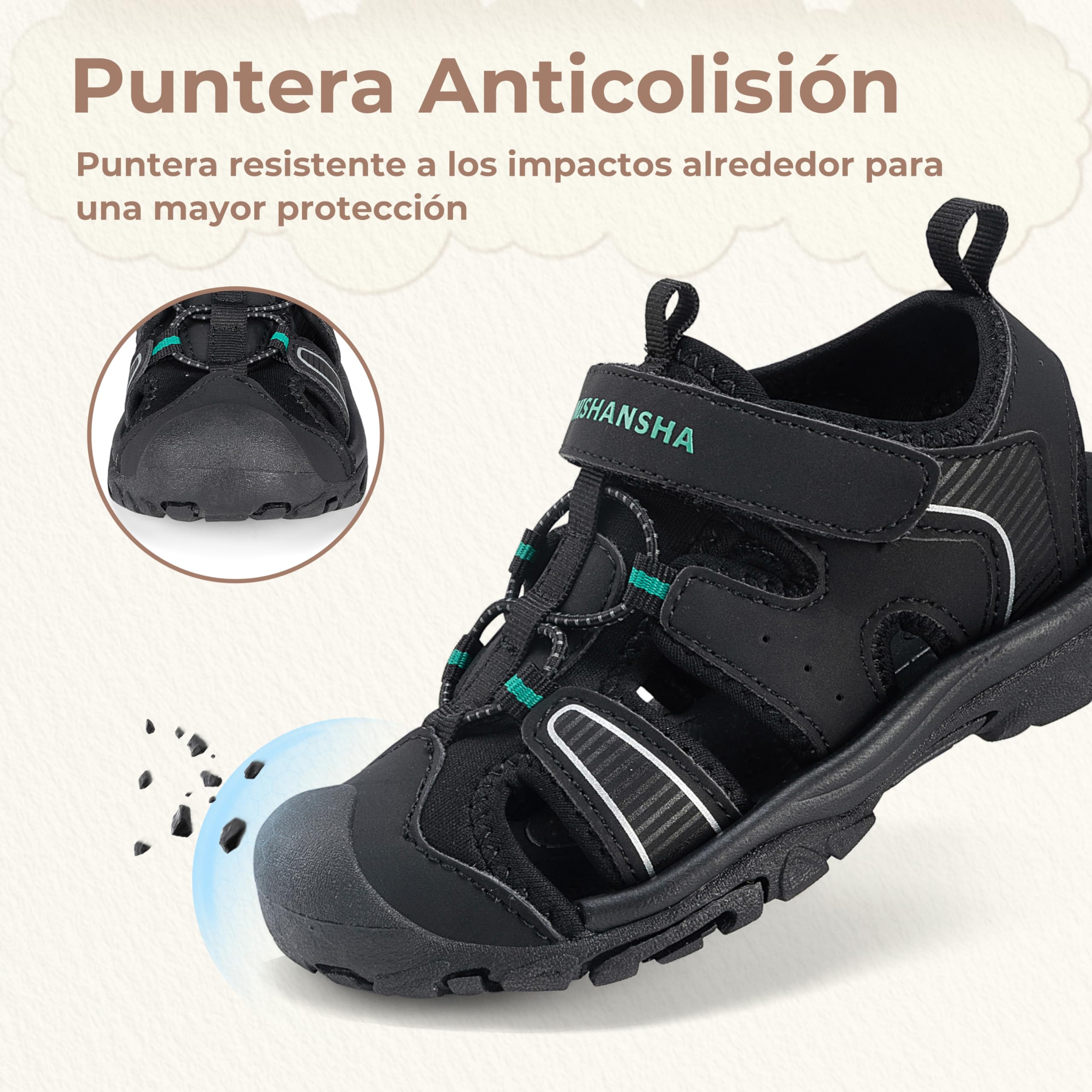 Mishansha Sandalias Cerradas para Niños Niñas Transpirable Sandalias de Deporte Al Aire Libre Verano Gr.24-38
