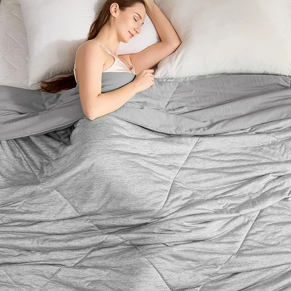 VK VK·LIVING Cooling Comforter King Size, Summer Cooling Blanket for Hot Sleepers and Night Sweats, Lightweight & Breathable Soft Summer Cool Quilt for King Bed (90"x108", Grey)