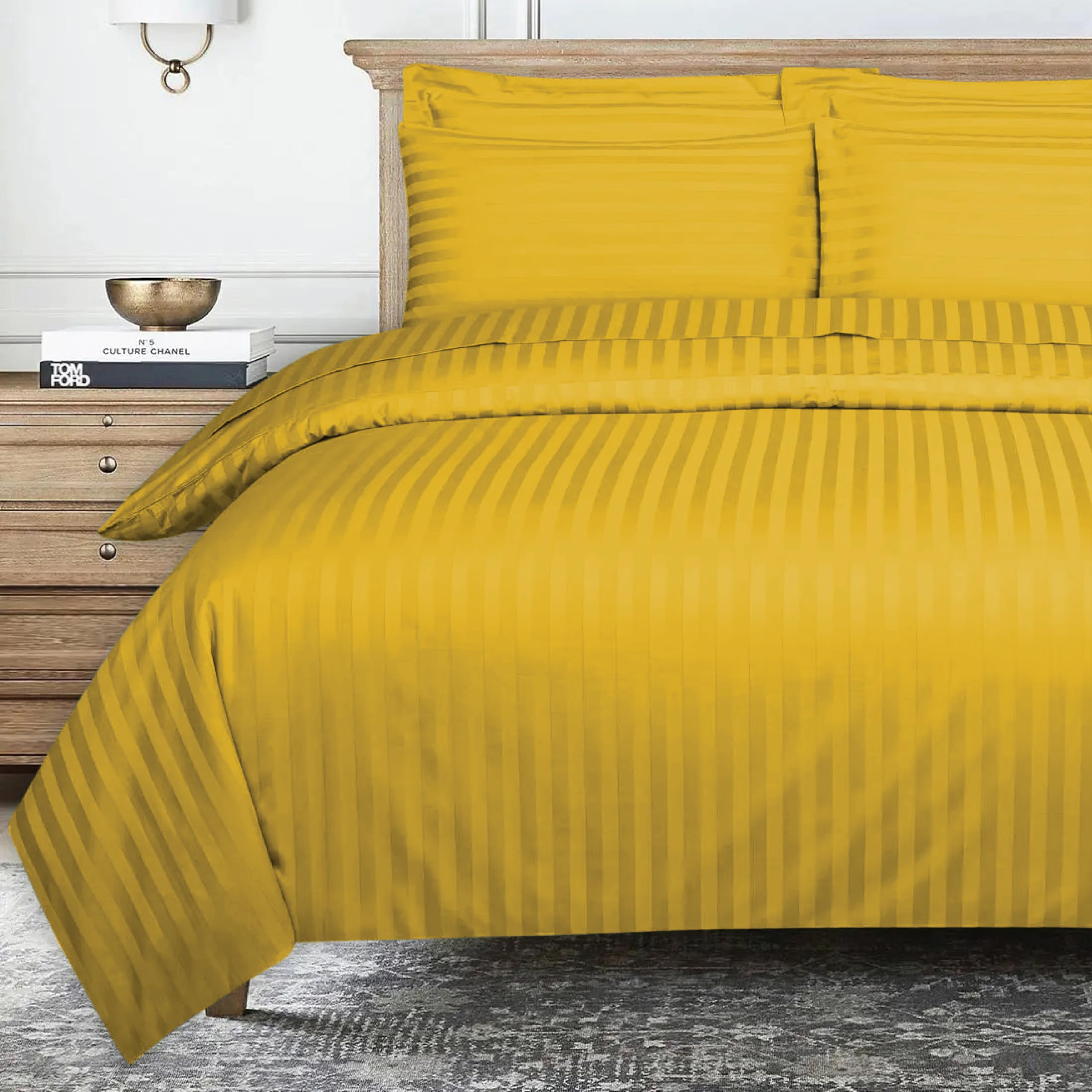 Ev Dekor® Single Duvet Cover Set Hotel Quality Stripes Satin Bedding Single Bed Set including 1 Pillowcase - Image 3