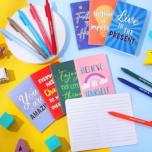 Miniatura 4 de Funrous 32 bolígrafos con cita motivacional, bloc de notas inspiradoras, mini diario motivacional con bolígrafo, cuadernos pequeños, juego de regalo