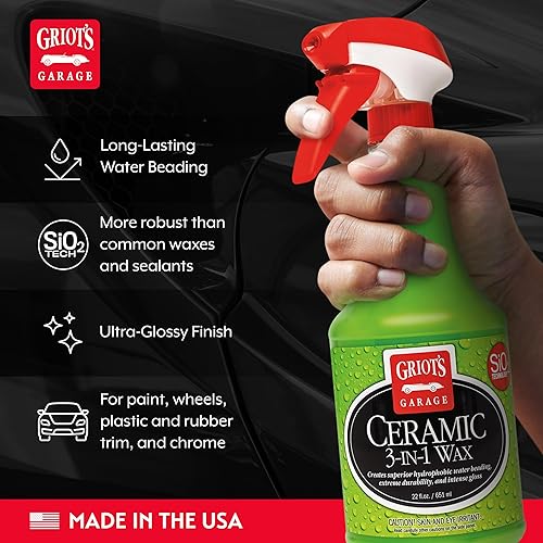 Miniatura 3 de Griot's Garage 10978 Cera de cerámica 3 en 1 de 22 onzas, revestimiento SiO2 fácil de usar que proporciona una protección duradera y cuentas de agua