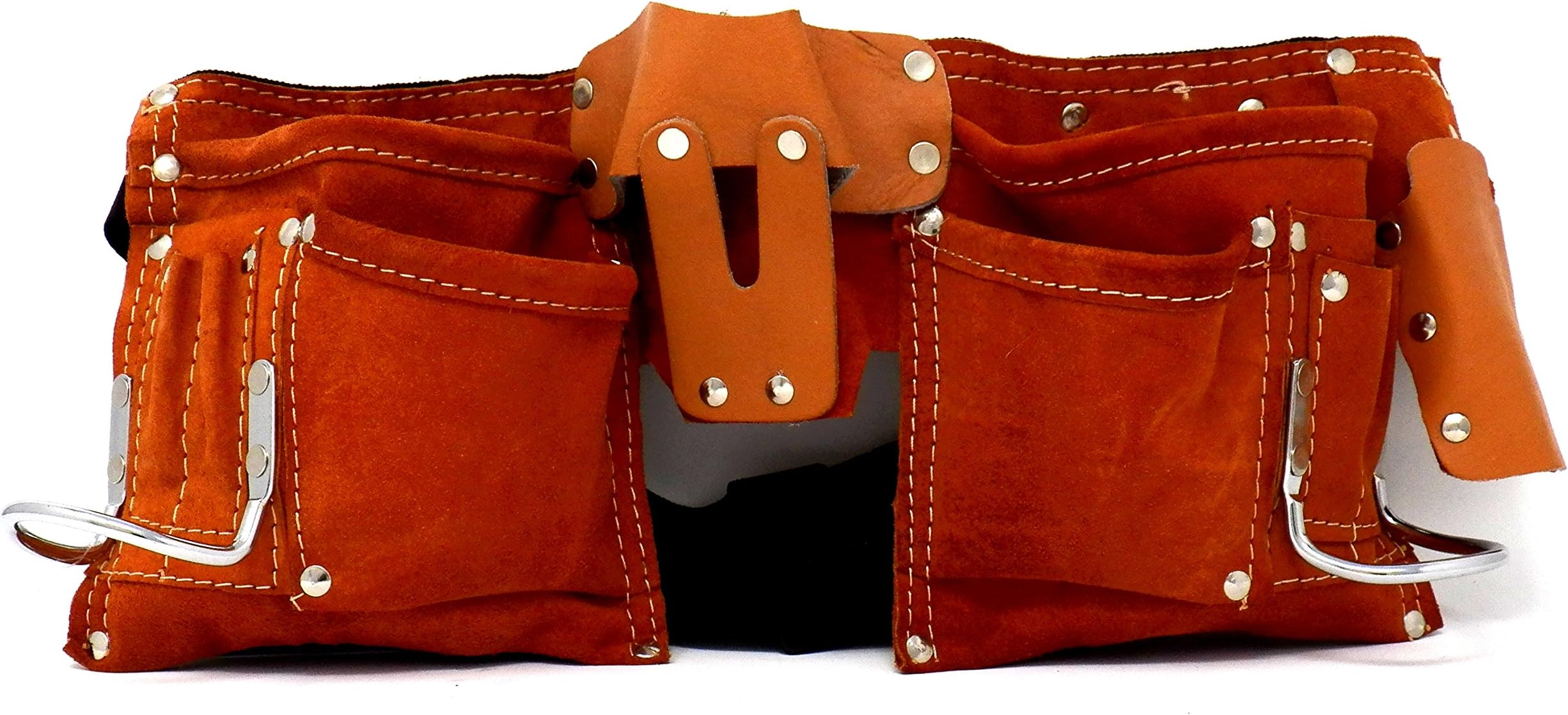 IIT 91112 7 Pocket Leather Tool belt, Polyweb belt with quick release buckle.