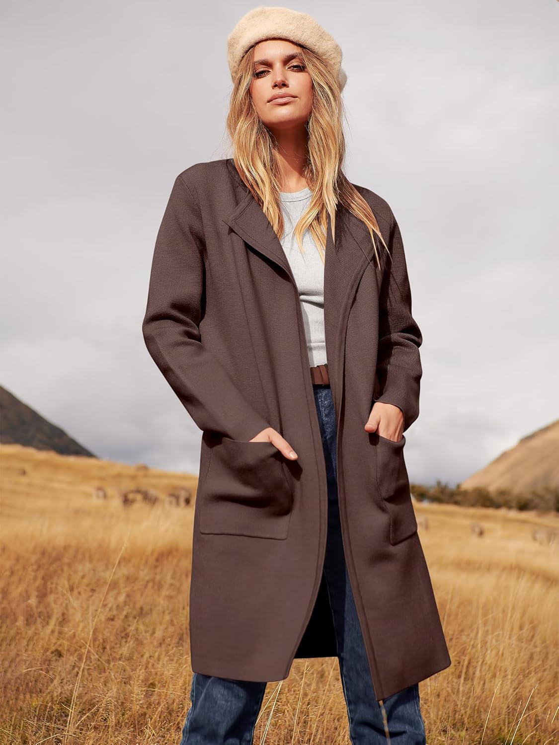 ANRABESS Womens Cardigan Sweater Open Front Knit Long Coatigan Dressy Casual Jacket Coat 2025 Fall Outfits Classy Clothes - Image 2