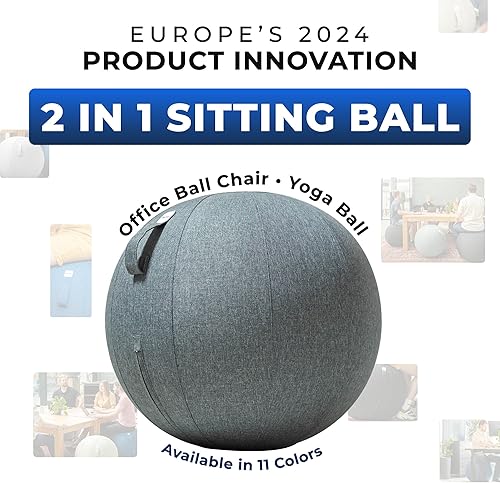 Miniatura 2 de Balance Ball Chair for Office & Home - Ergonomic Exercise Ball for Posture & Back Pain Relief, Yoga Ball Chair - Sitting Ball with Washable Linen
