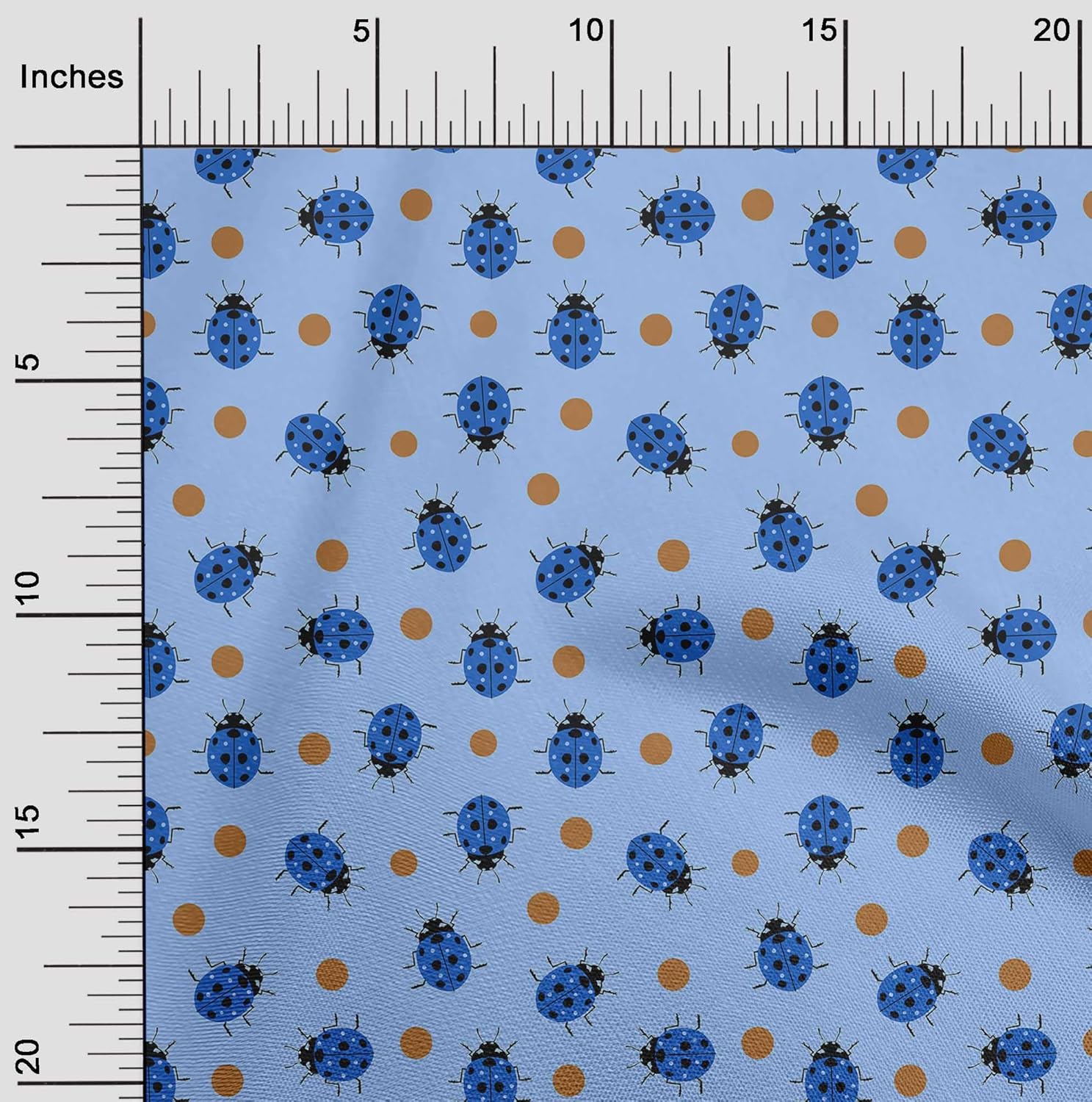 oneOone Cotton Jersey Medium Blue Fabric Bird Ladybird Quilting Supplies Print Sewing Fabric by The Yard 58 Inch Wide-30
