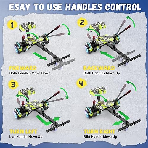 Miniatura 6 de Hoverboard de 6.5" de dos ruedas con asiento de autoequilibrio, scooter eléctrico con ruedas de luz LED Flash