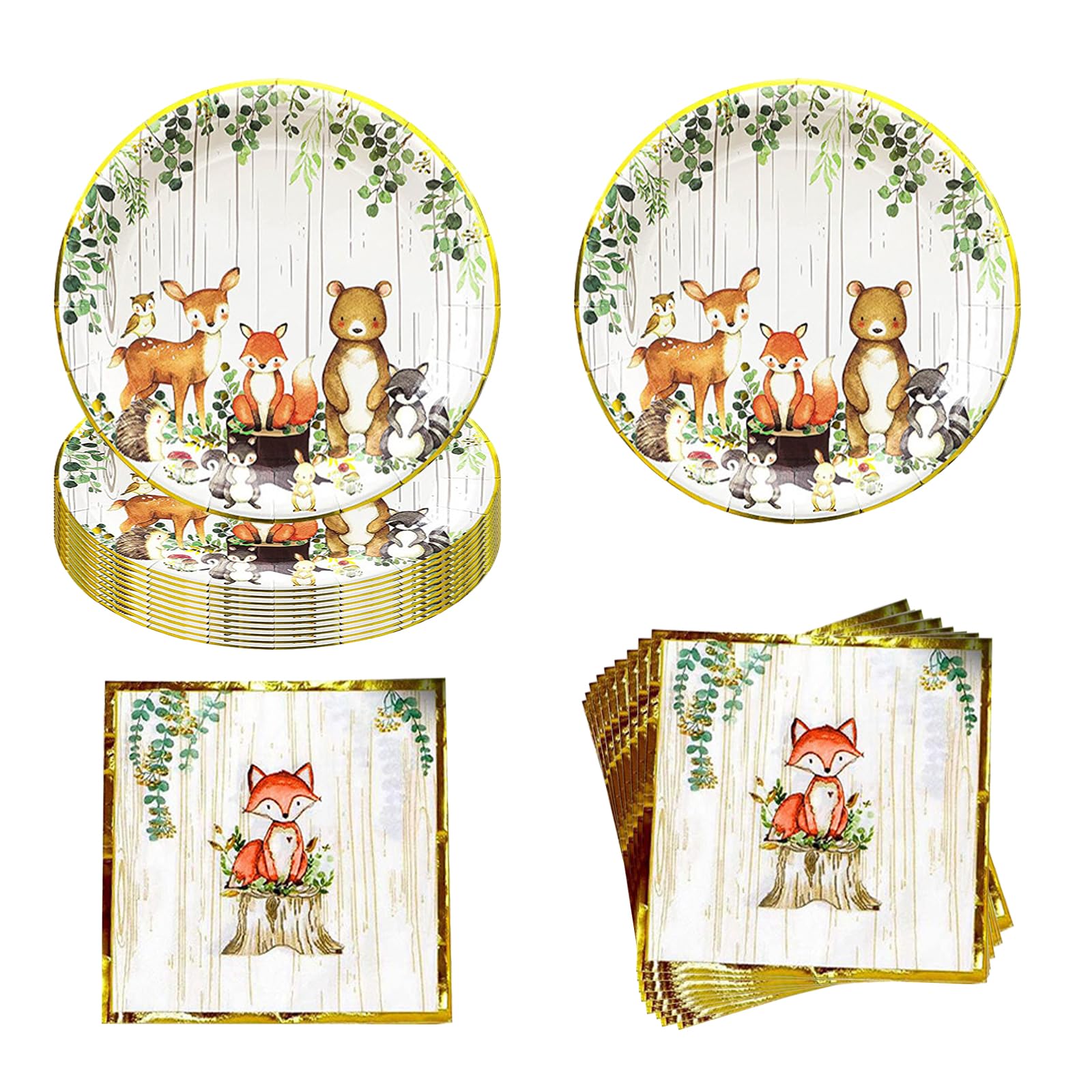 Waldtiere Safari Partygeschirr Set - Inkl. Teller, Tassen, Servietten & Banner
