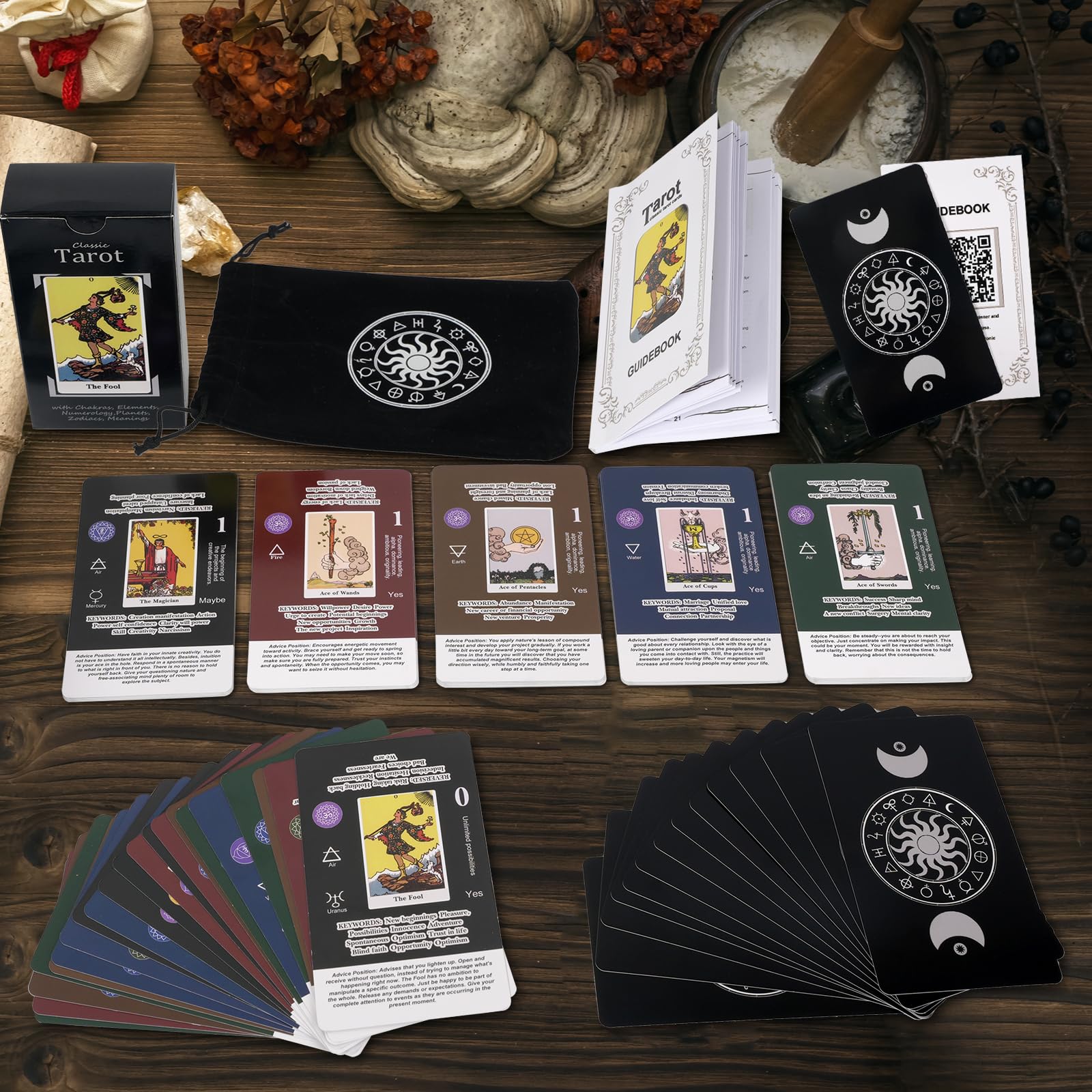 Amazon.co.jp: Niubouio タロットカードデッキ 初心者タロットカード 意味のあるタロットカード ガイドブック キーワード チャクラ  惑星 干支 要素 : おもちゃ