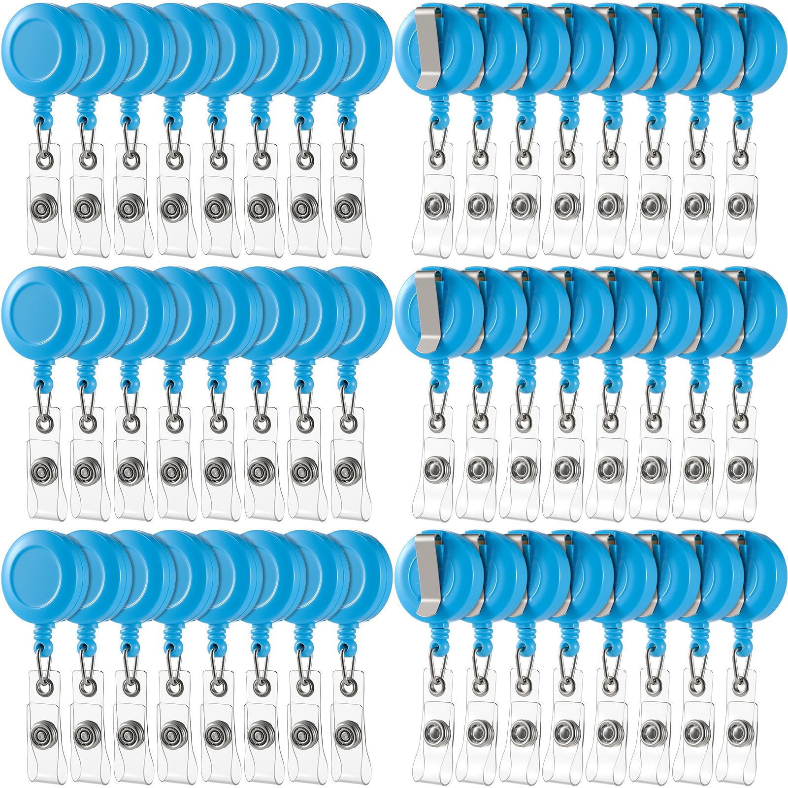 Zonon 100 porta badge retrattile, con clip per cintura in metallo, per infermieri, insegnanti, studenti, forniture per ufficio e scuola (azzurro)