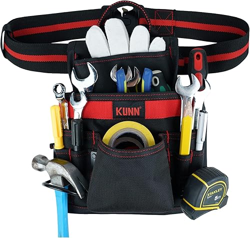 Miniatura 6 de KUNN Tirantes de cinturón de herramientas acolchado para cinturón de construcción y bolsa de carpintero con 10 bolsillos