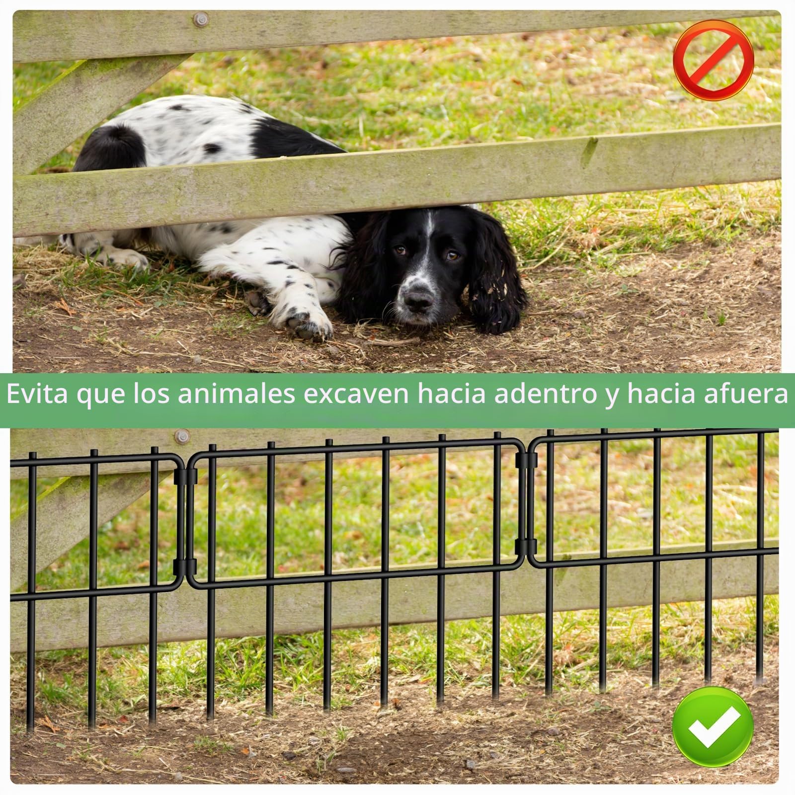 LIANTRAL Vallas de jardín, barreras animales, Valla metálica, 19 piezas | Valla decorativa al aire libre, vallas animales para perros y conejos, valla sin excavación, Antióxido, total 43 cm x 6,27 m